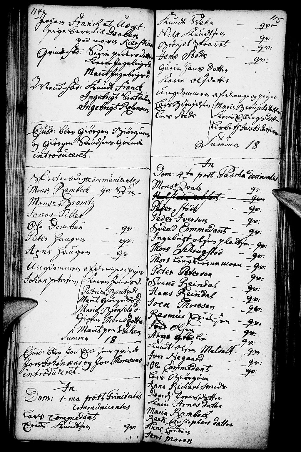 Kvikne prestekontor, SAH/PREST-064/H/Ha/Haa/L0001: Parish register (official) no. 1, 1740-1756, p. 114-115