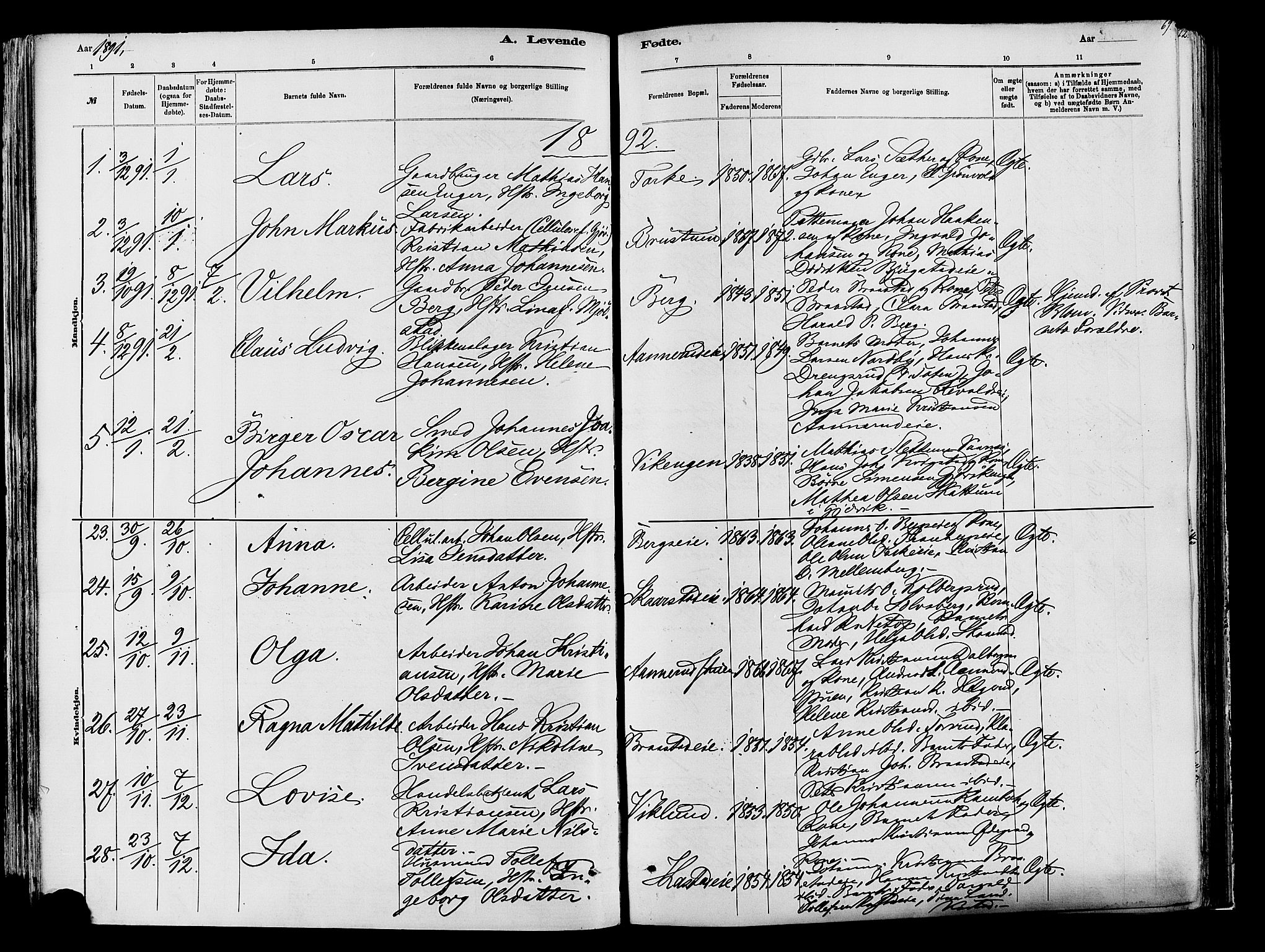 Vardal prestekontor, SAH/PREST-100/H/Ha/Haa/L0009: Parish register (official) no. 9, 1878-1892, p. 69