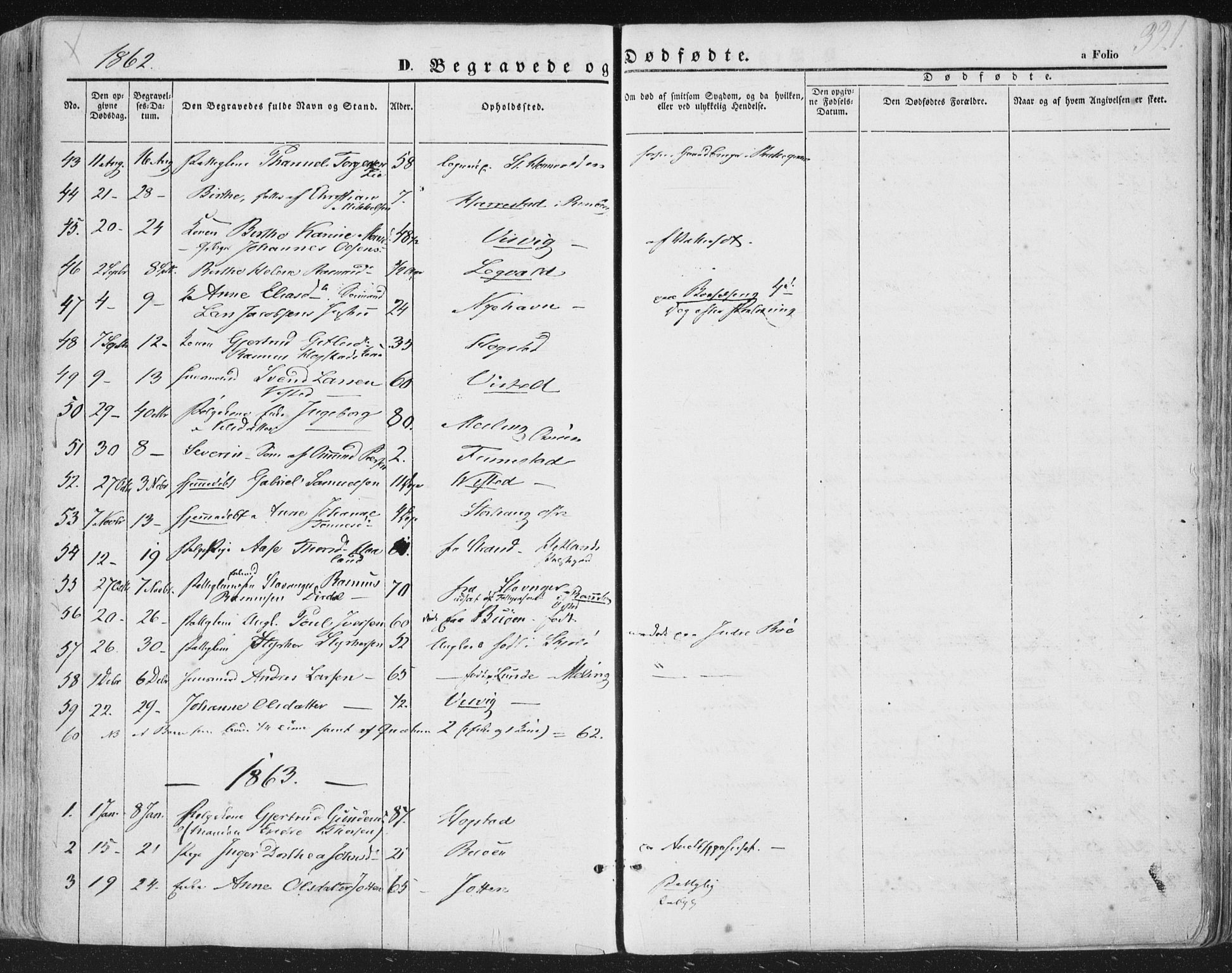 Hetland sokneprestkontor, AV/SAST-A-101826/30/30BA/L0002: Parish register (official) no. A 2, 1849-1869, p. 321