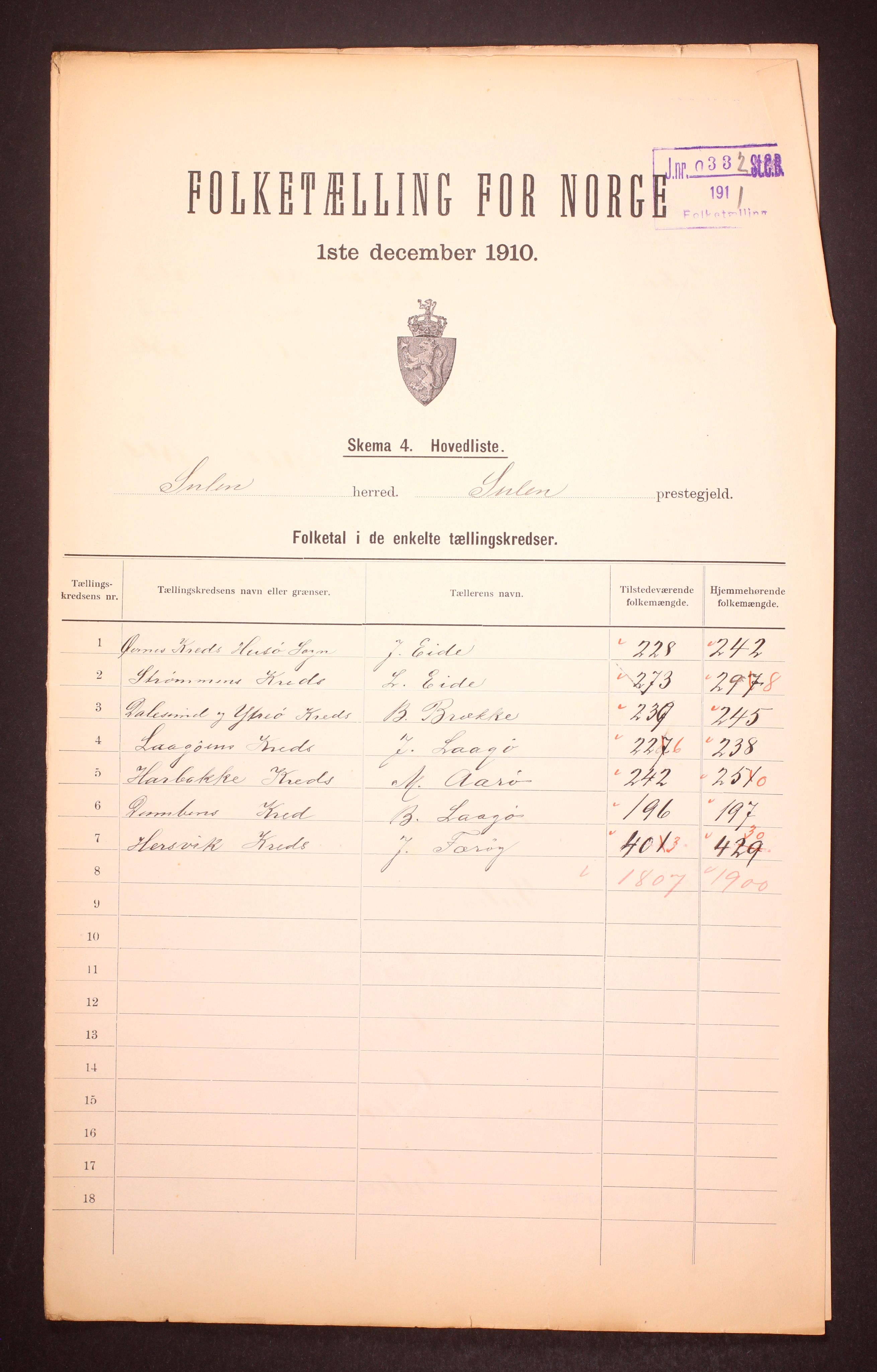 RA, 1910 census for Solund, 1910, p. 2