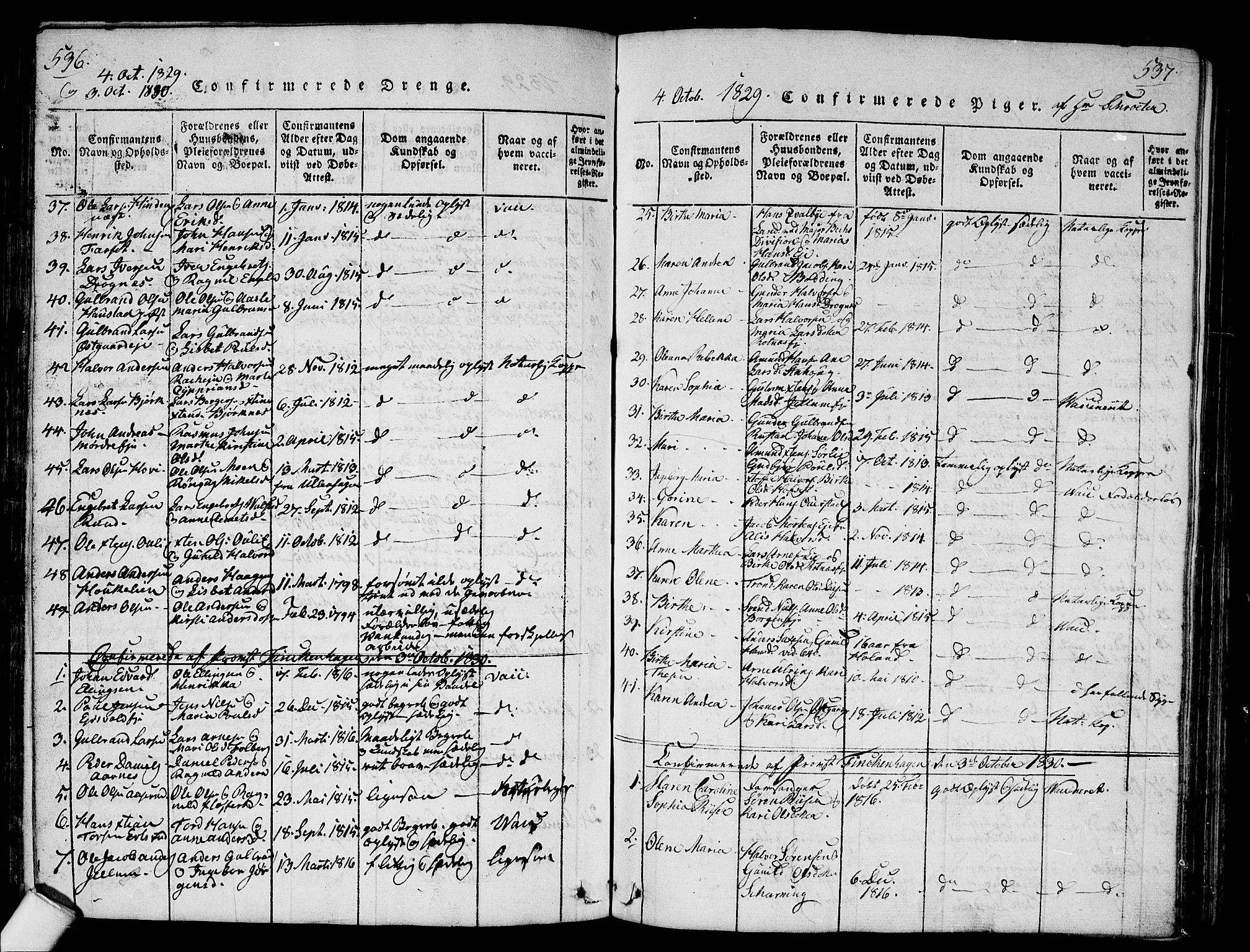 Nes prestekontor Kirkebøker, AV/SAO-A-10410/G/Ga/L0001: Parish register (copy) no. I 1, 1815-1835, p. 536-537