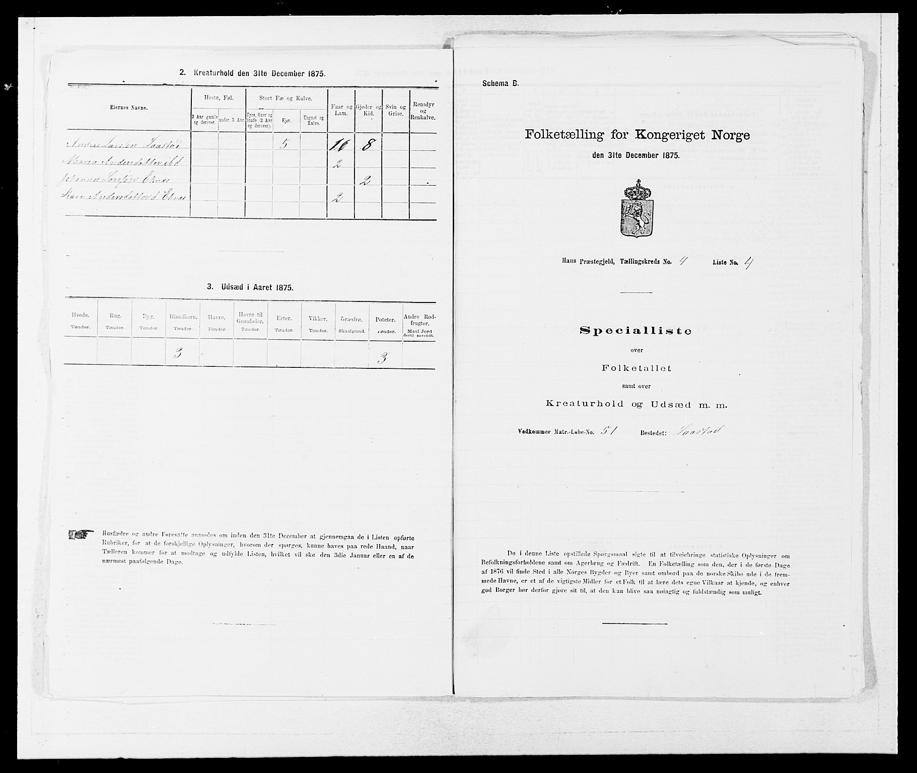 SAB, 1875 census for 1250P Haus, 1875, p. 402