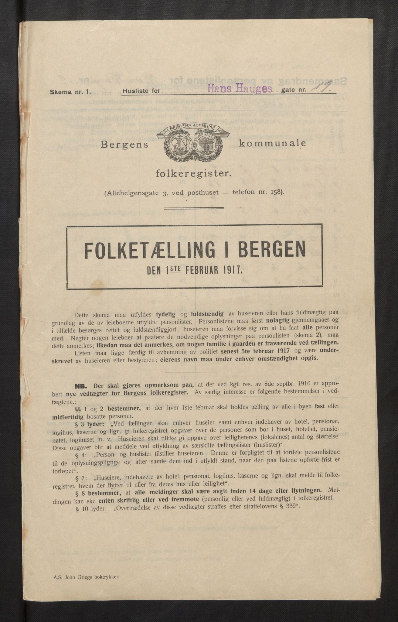SAB, Municipal Census 1917 for Bergen, 1917, p. 11887