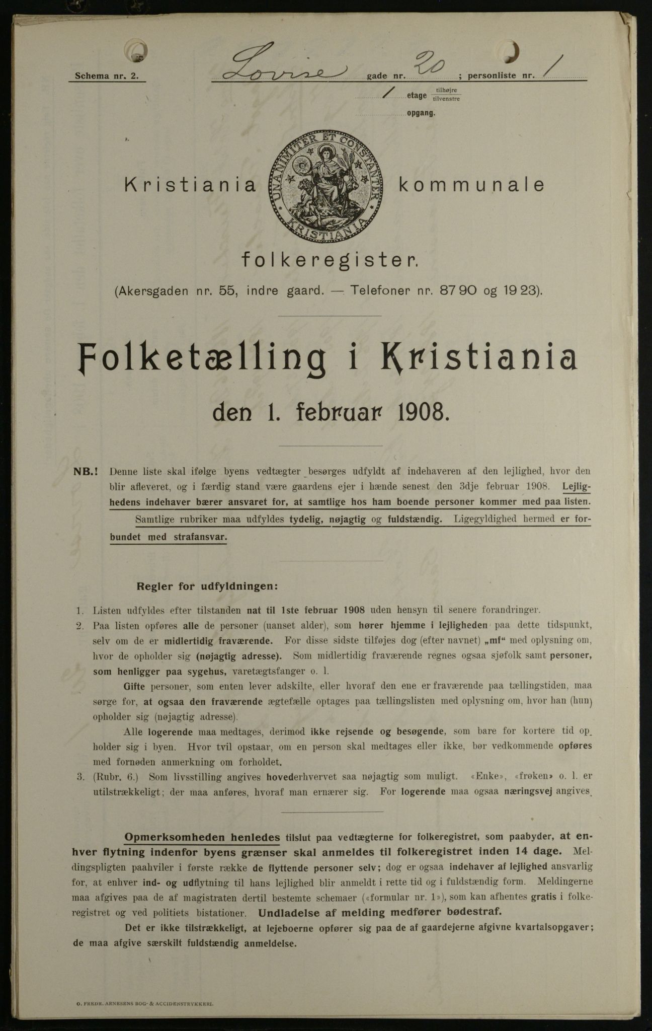 OBA, Municipal Census 1908 for Kristiania, 1908, p. 52298