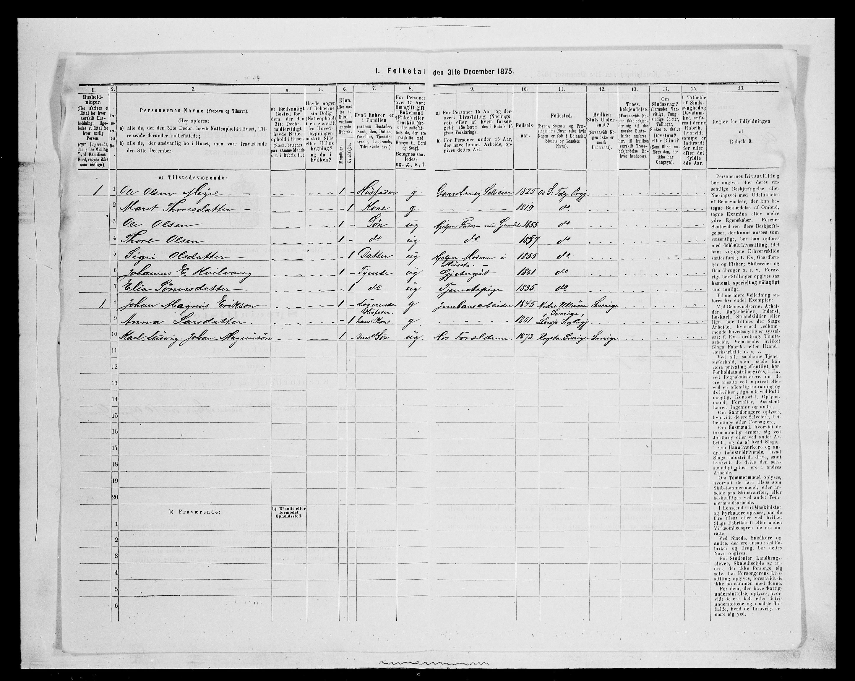 SAH, 1875 census for 0436P Tolga, 1875, p. 795