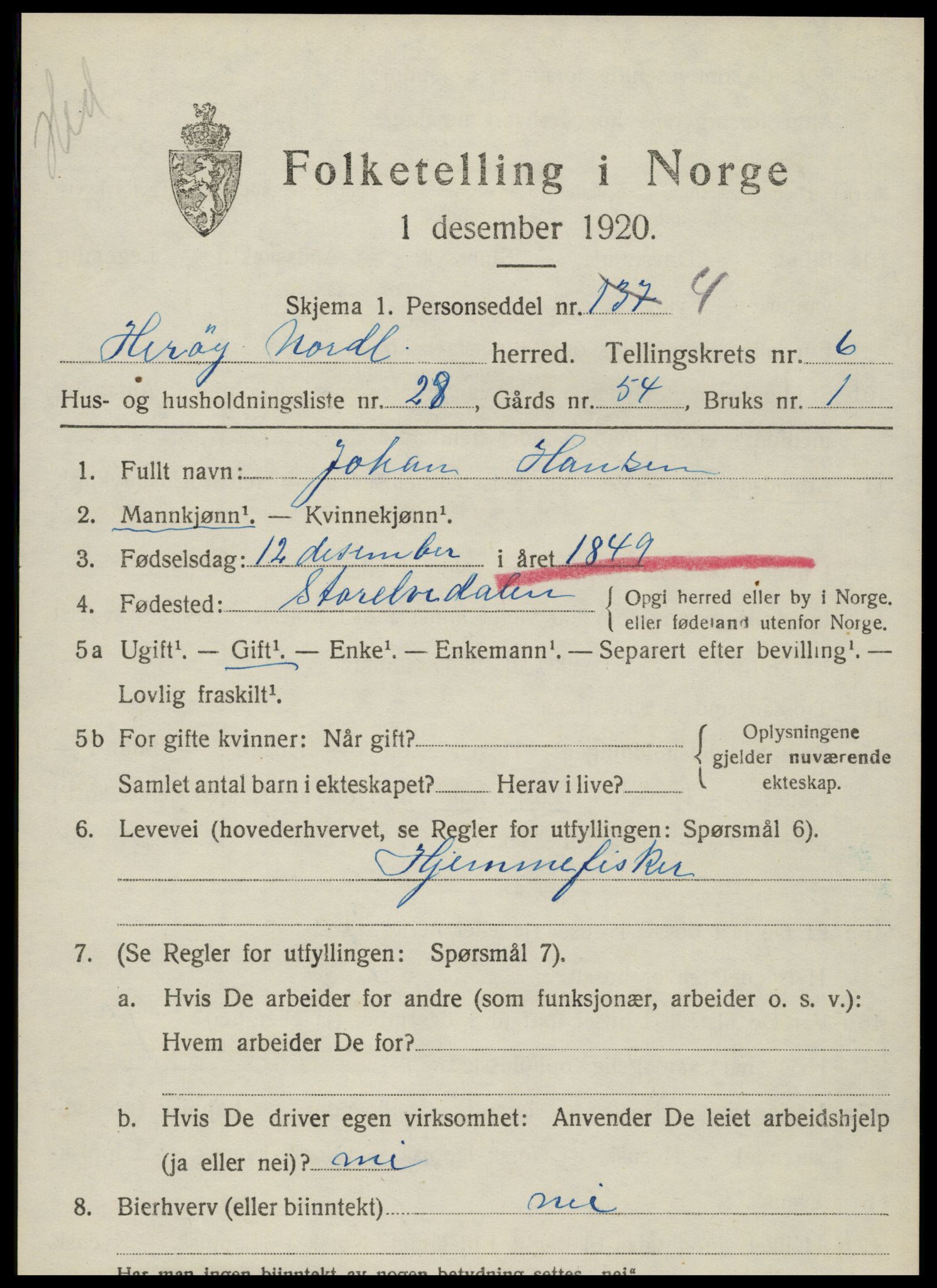 SAT, 1920 census for Herøy, 1920, p. 4404