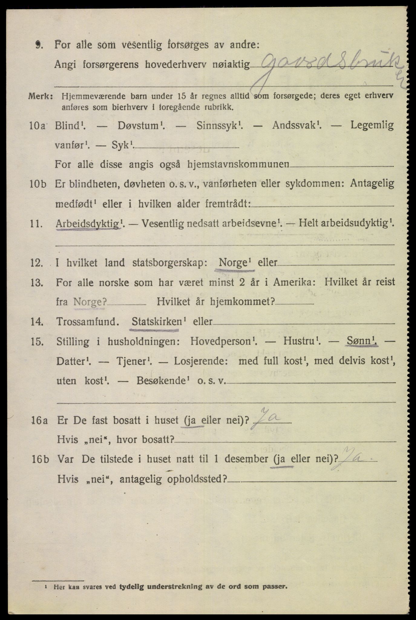 SAK, 1920 census for Øvre Sirdal, 1920, p. 430