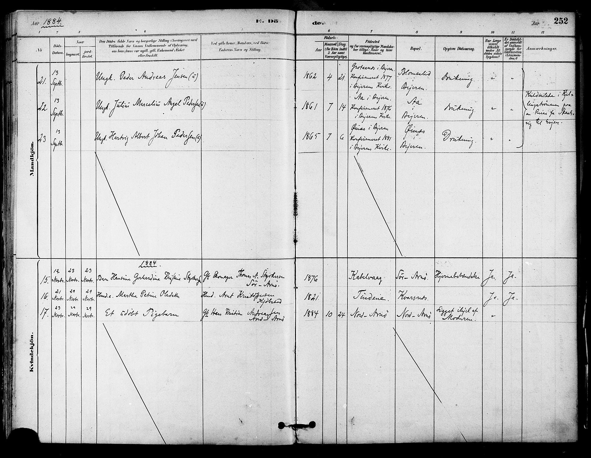 Ministerialprotokoller, klokkerbøker og fødselsregistre - Nordland, AV/SAT-A-1459/805/L0099: Parish register (official) no. 805A06, 1880-1891, p. 252