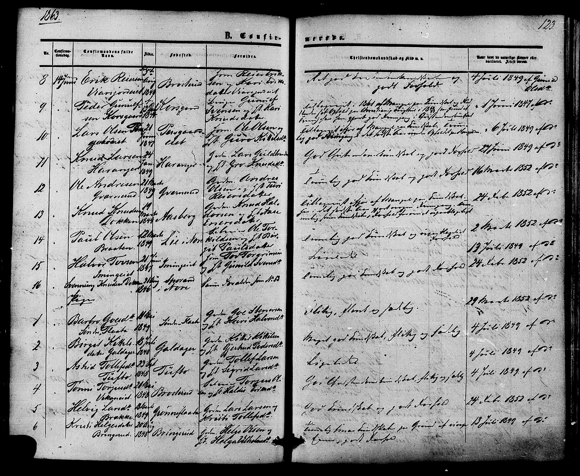 Nore kirkebøker, SAKO/A-238/F/Fa/L0003: Parish register (official) no. I 3, 1858-1866, p. 123