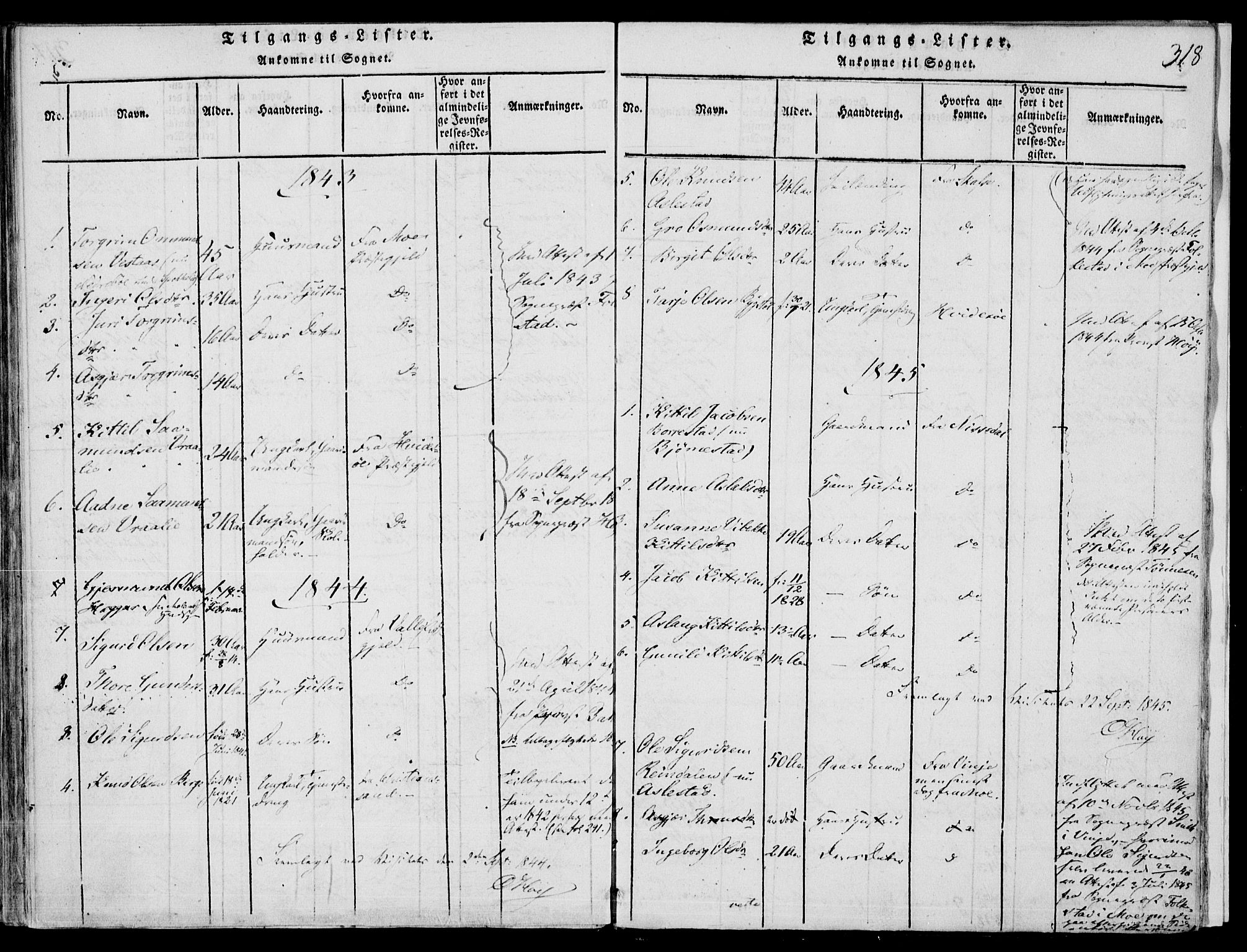 Fyresdal kirkebøker, SAKO/A-263/F/Fb/L0001: Parish register (official) no. II 1, 1815-1854, p. 318