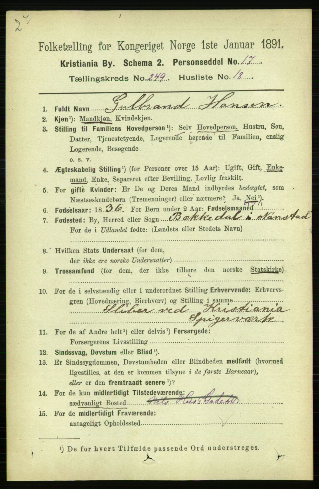 RA, 1891 census for 0301 Kristiania, 1891, p. 152708