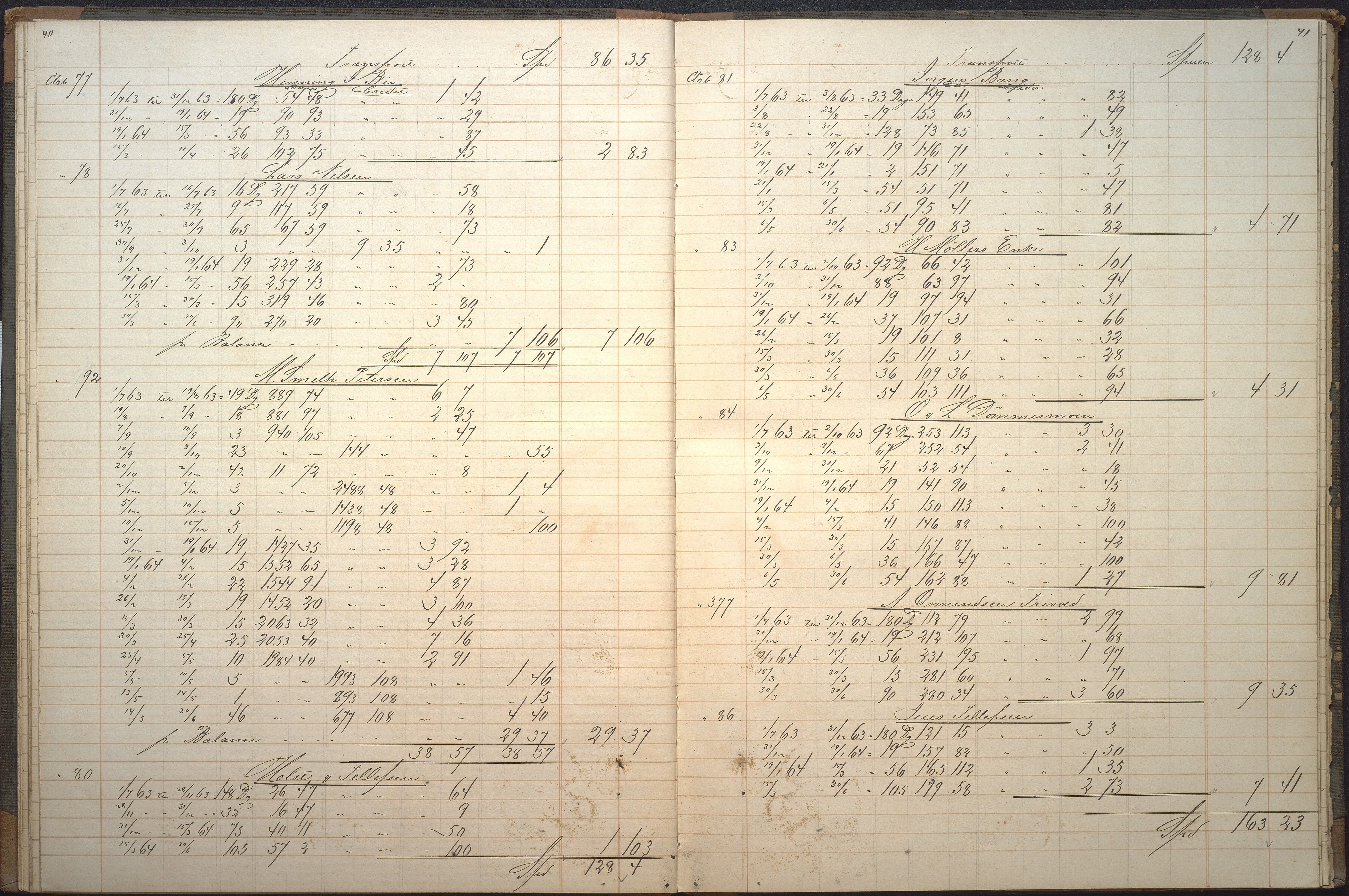 Agders Gjensidige Assuranceforening, AAKS/PA-1718/05/L0006: Renteprotokoll, seilavdeling, 1861-1867, p. 40-41