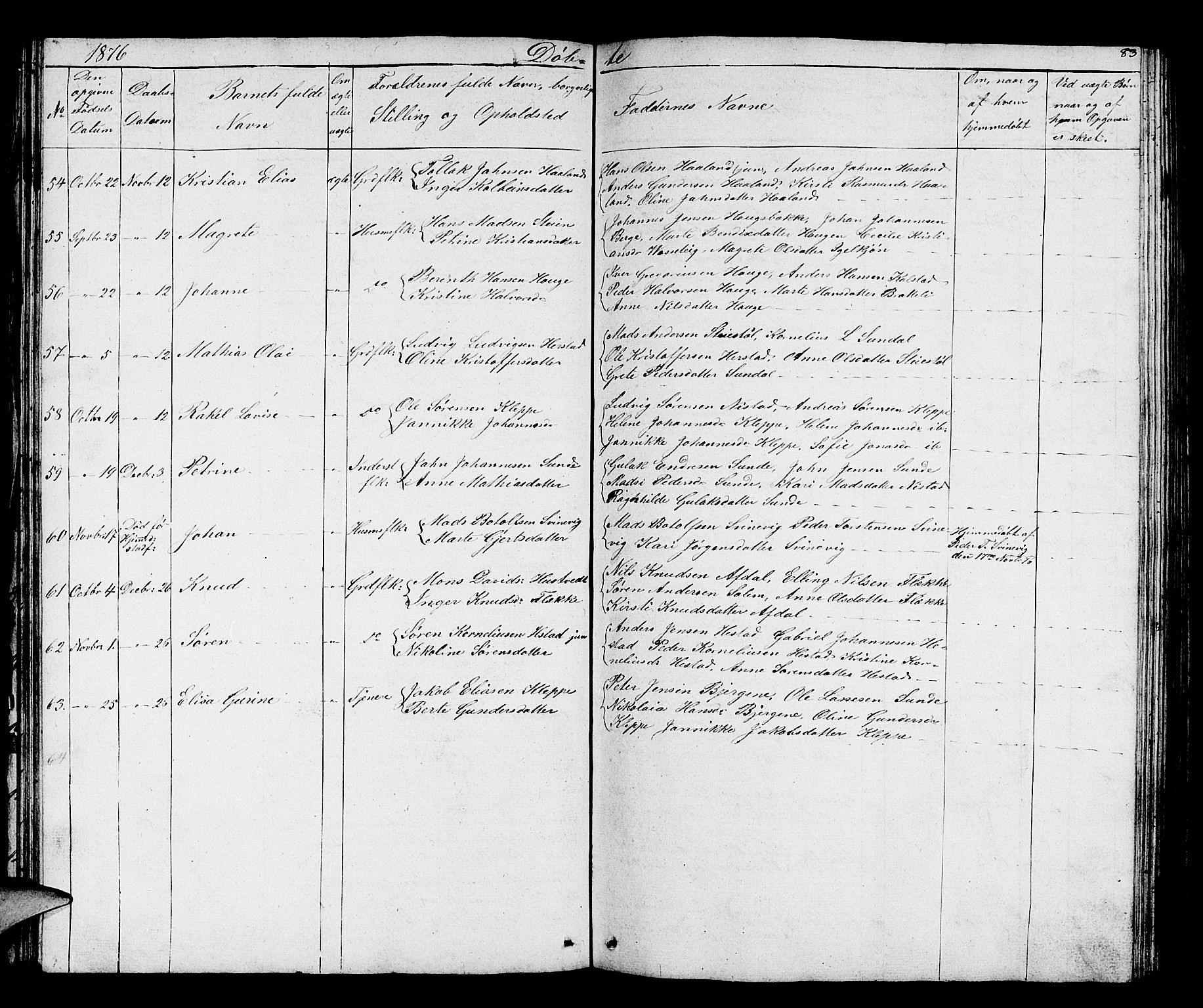 Fjaler sokneprestembete, SAB/A-79801/H/Hab/Habc/L0001: Parish register (copy) no. C 1, 1852-1878, p. 84