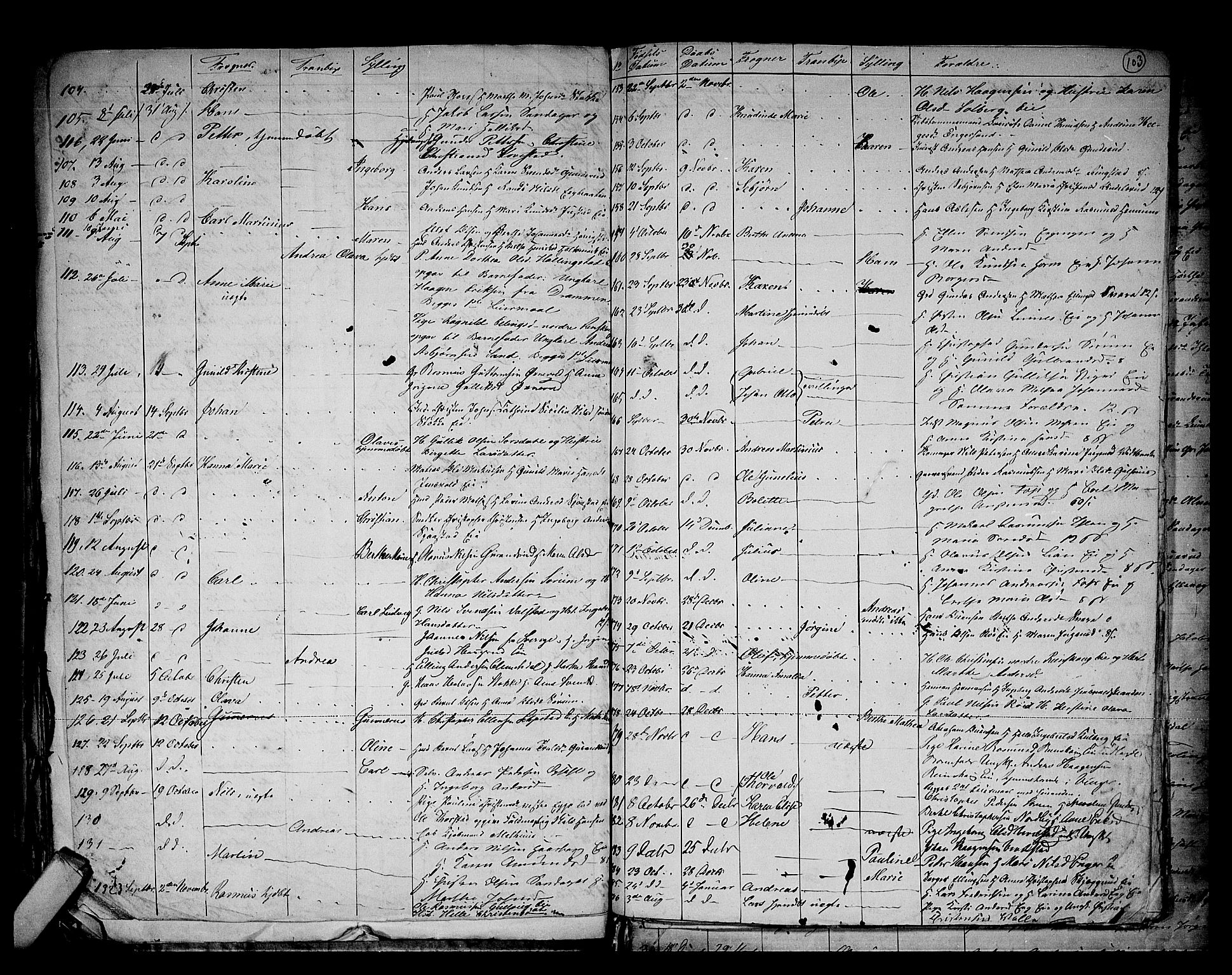 Lier kirkebøker, AV/SAKO-A-230/G/Ga/L0002: Parish register (copy) no. I 2, 1841-1862, p. 103