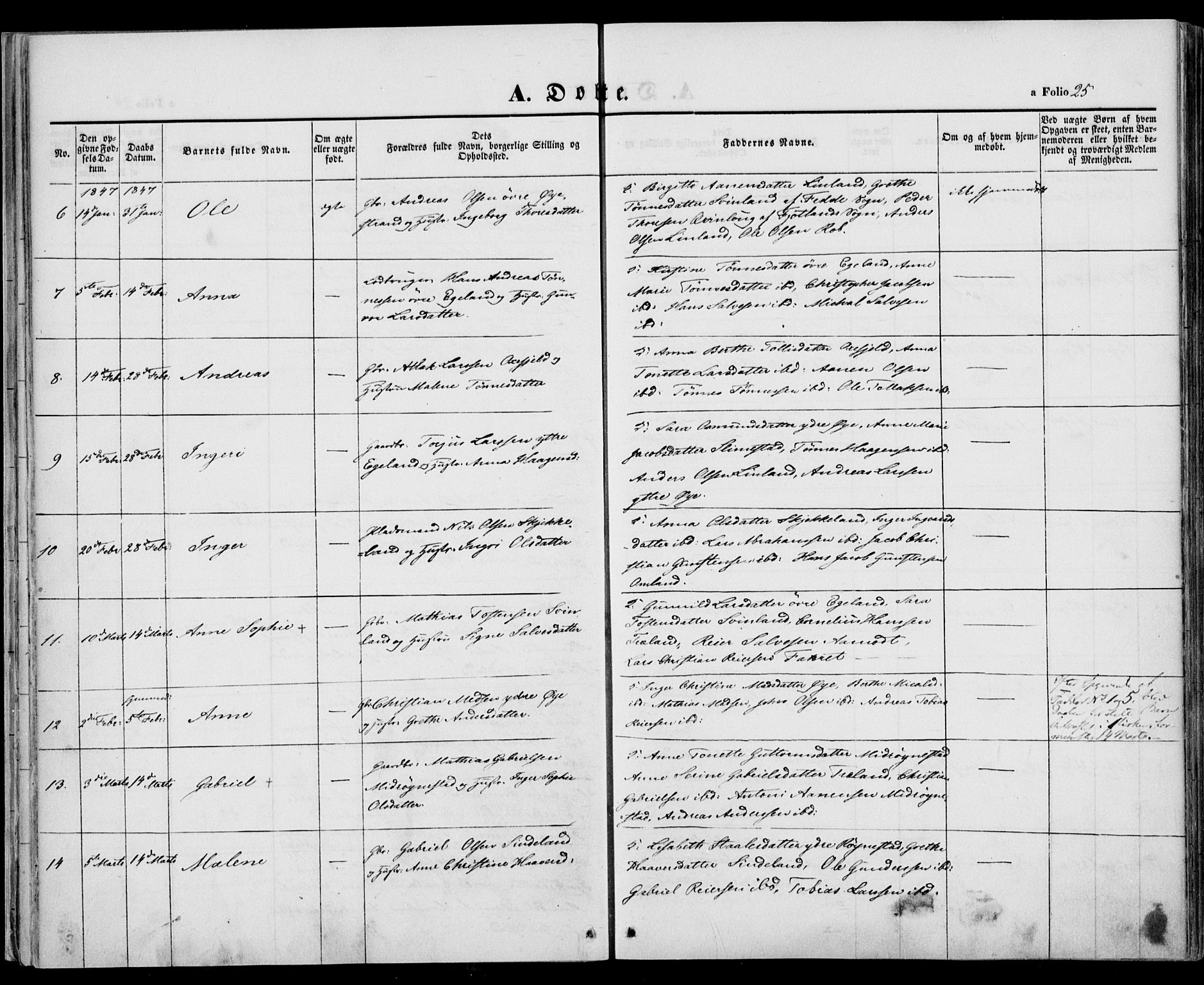 Kvinesdal sokneprestkontor, AV/SAK-1111-0026/F/Fa/Fab/L0005: Parish register (official) no. A 5, 1844-1857, p. 25