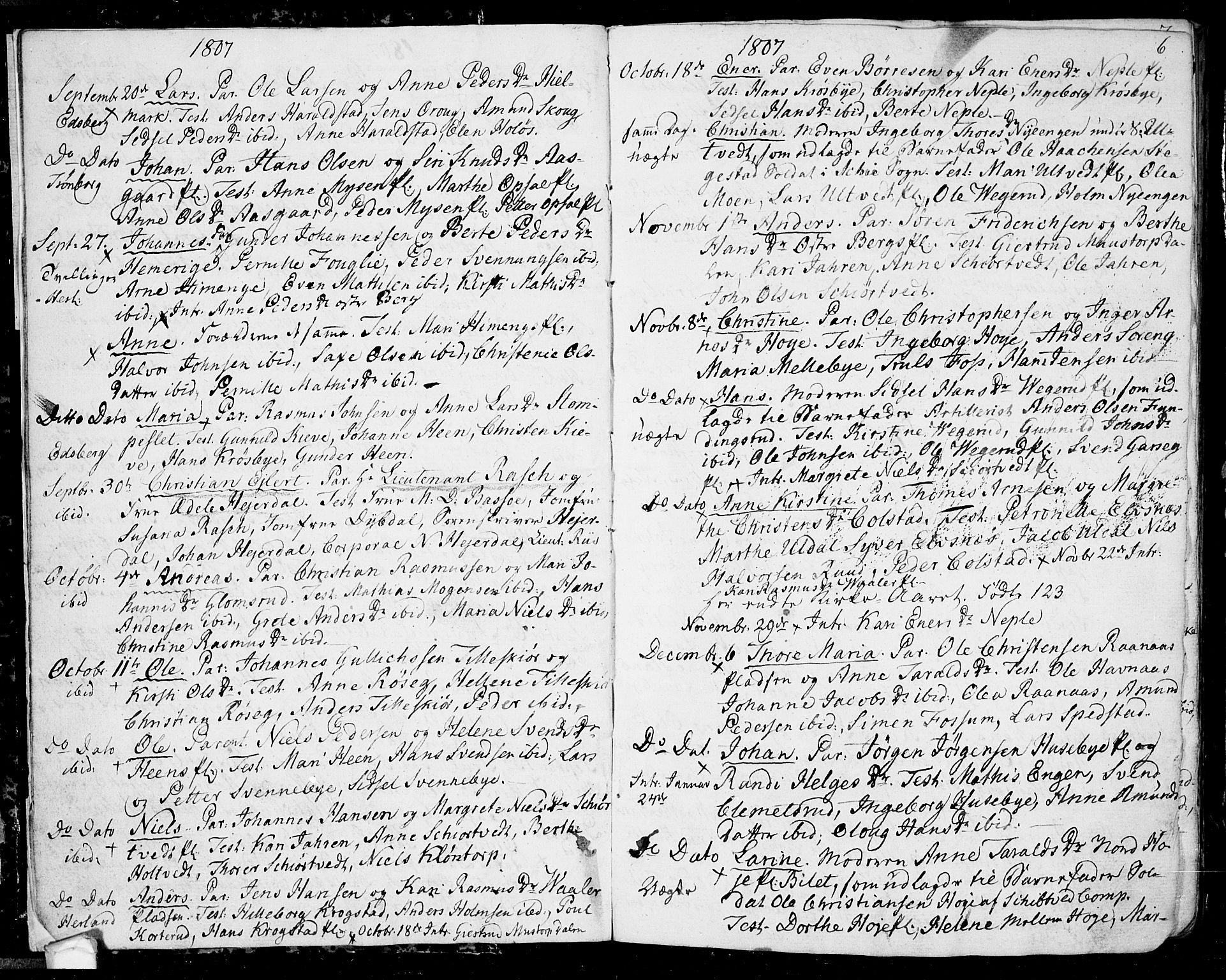 Eidsberg prestekontor Kirkebøker, SAO/A-10905/F/Fa/L0006: Parish register (official) no. I 6, 1807-1814, p. 6