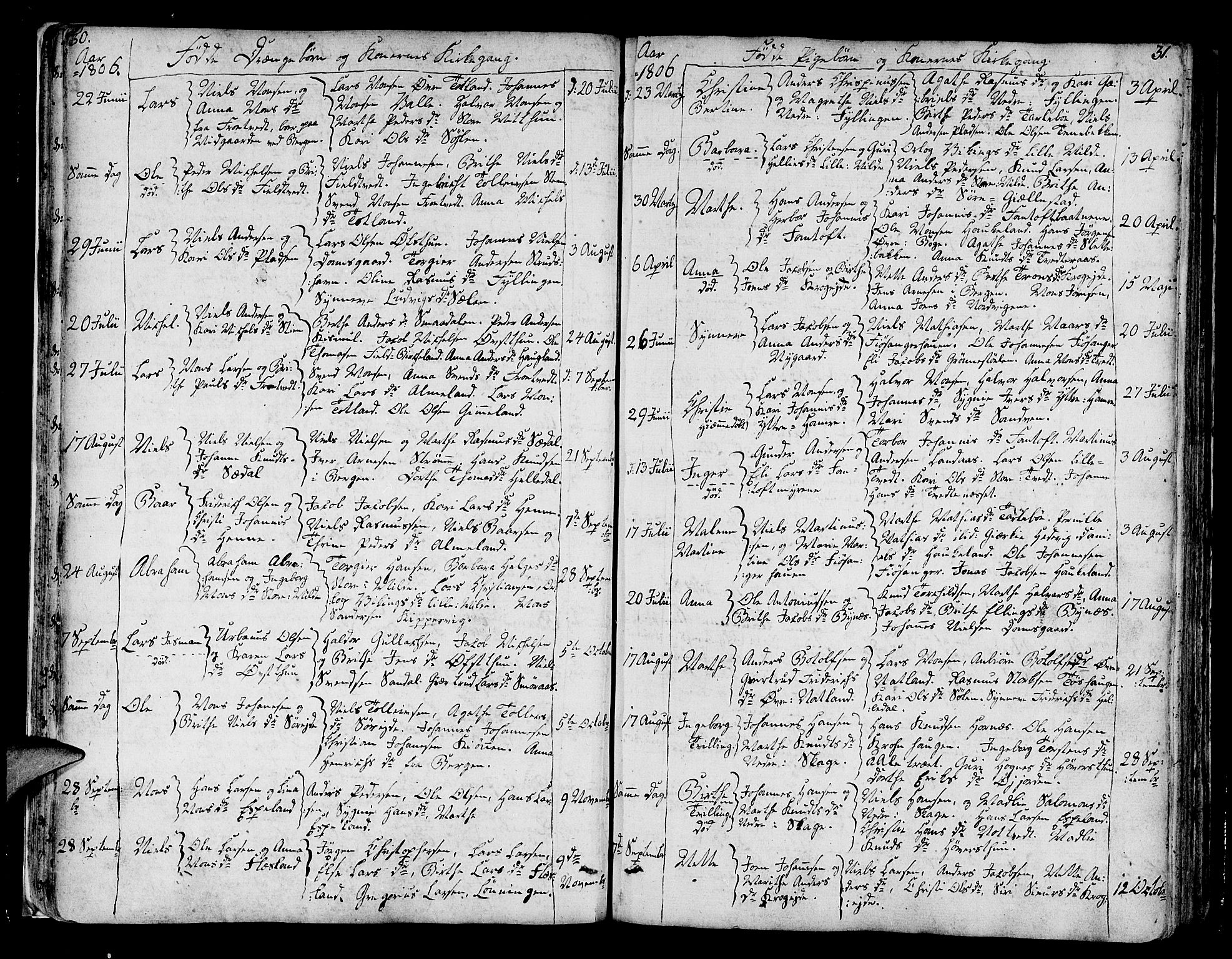 Fana Sokneprestembete, AV/SAB-A-75101/H/Haa/Haaa/L0006: Parish register (official) no. A 6, 1800-1815, p. 30-31