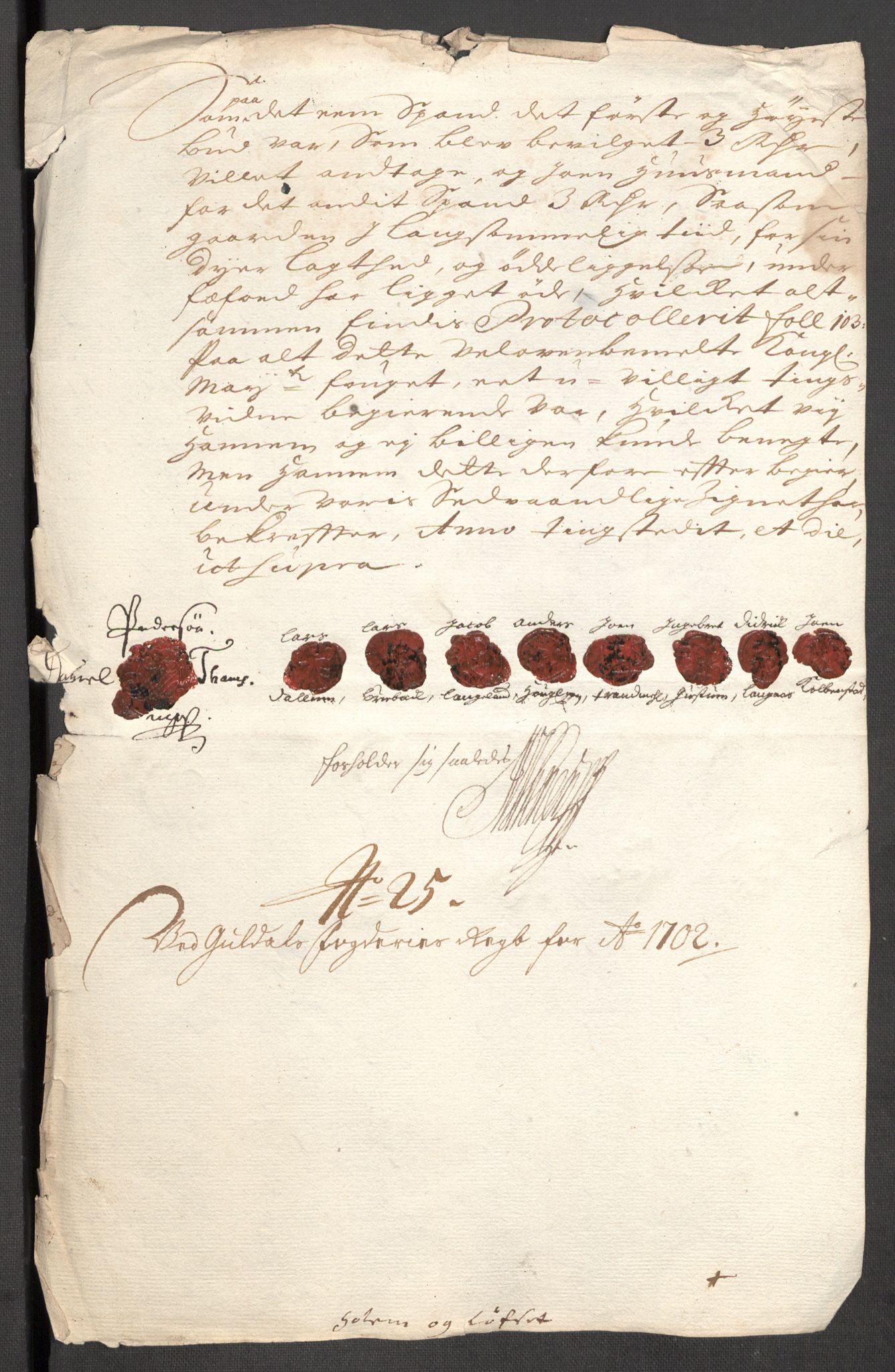 Rentekammeret inntil 1814, Reviderte regnskaper, Fogderegnskap, RA/EA-4092/R60/L3952: Fogderegnskap Orkdal og Gauldal, 1702, p. 381