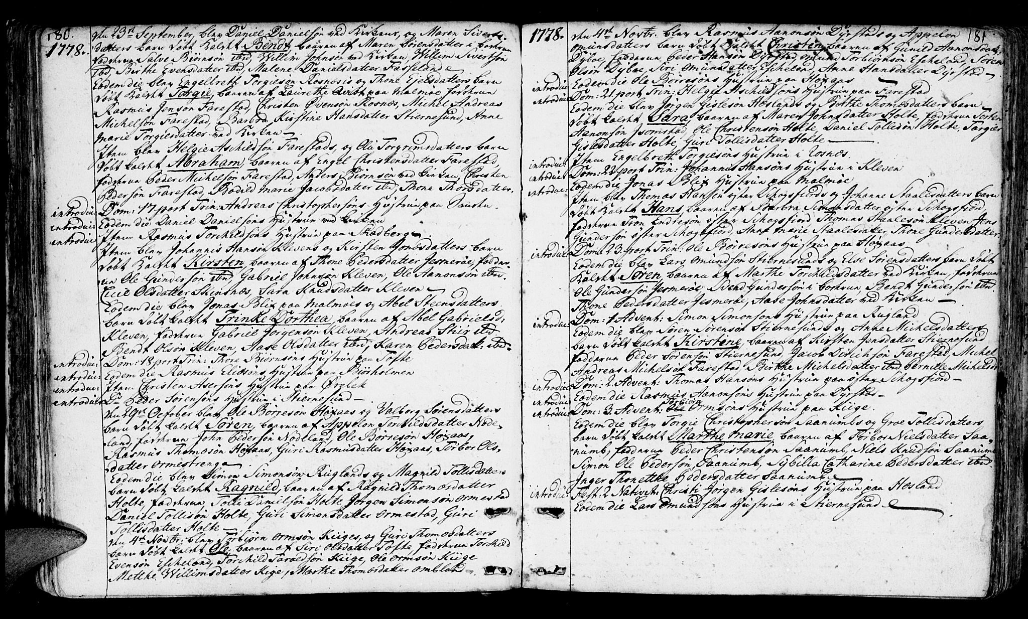 Mandal sokneprestkontor, AV/SAK-1111-0030/F/Fa/Faa/L0003: Parish register (official) no. A 3, 1748-1794, p. 180-181