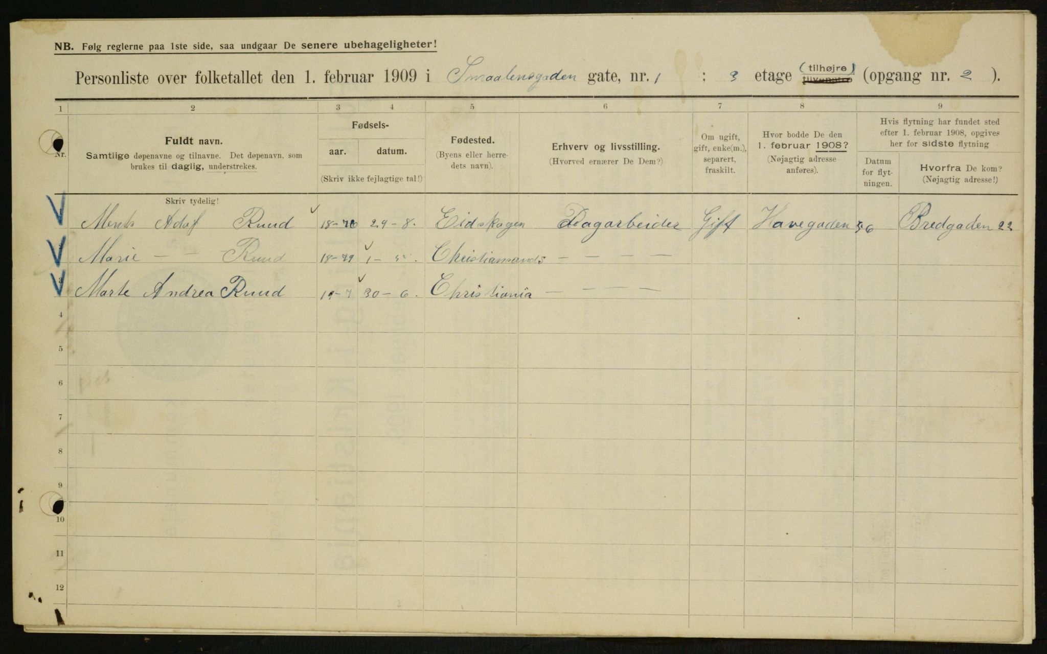 OBA, Municipal Census 1909 for Kristiania, 1909, p. 88591