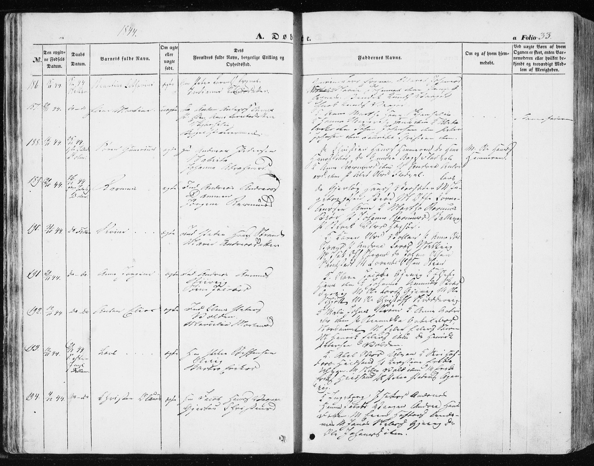 Ministerialprotokoller, klokkerbøker og fødselsregistre - Sør-Trøndelag, AV/SAT-A-1456/634/L0529: Parish register (official) no. 634A05, 1843-1851, p. 33