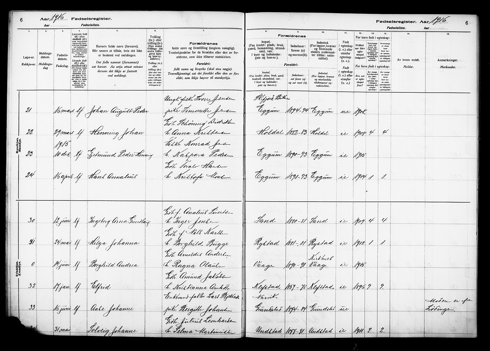 Ministerialprotokoller, klokkerbøker og fødselsregistre - Nordland, AV/SAT-A-1459/880/L1145: Birth register no. 880.II.4.1, 1916-1929, p. 6