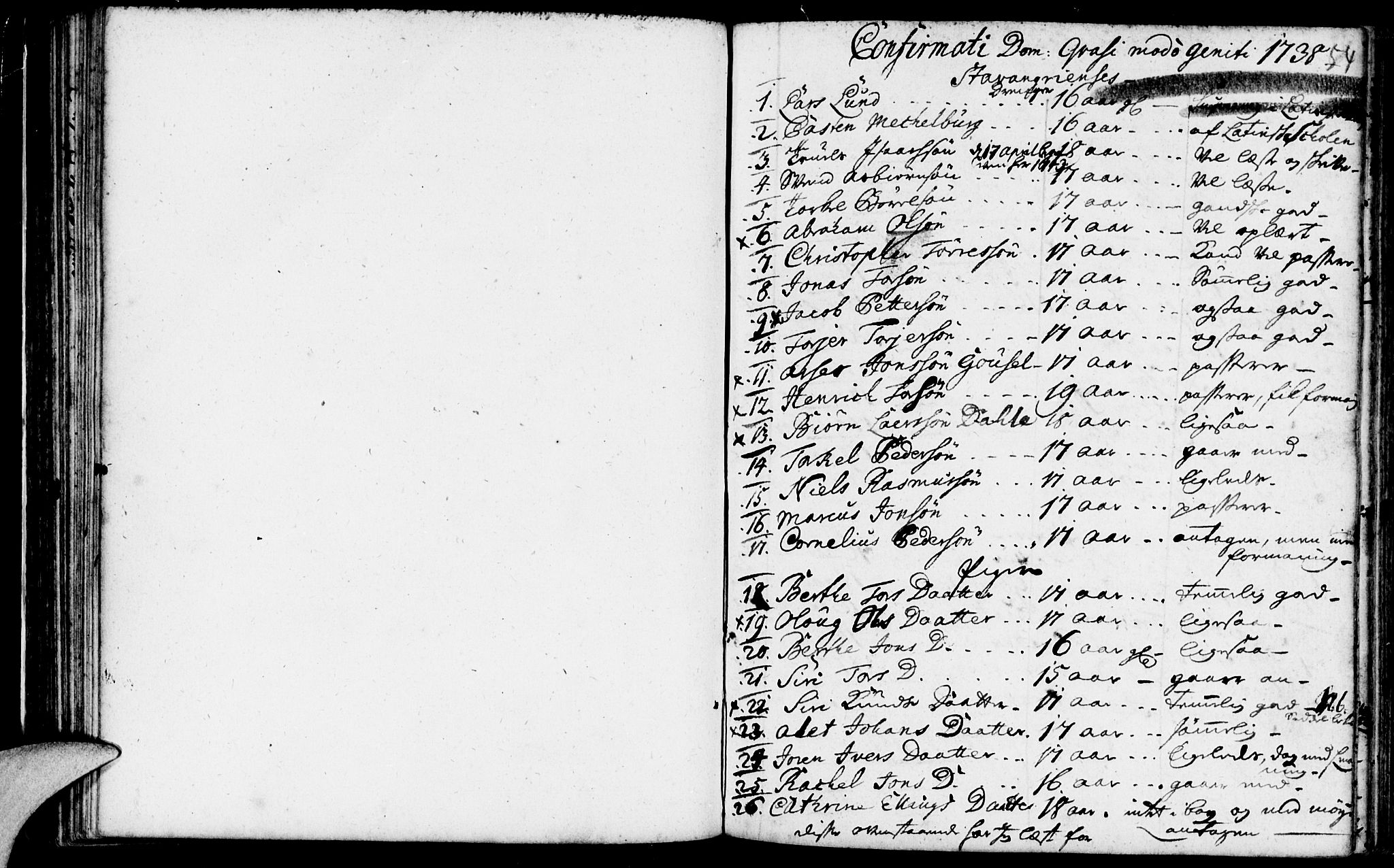 Domkirken sokneprestkontor, SAST/A-101812/001/30/30BA/L0003: Parish register (official) no. A 3 /1, 1738-1760, p. 54