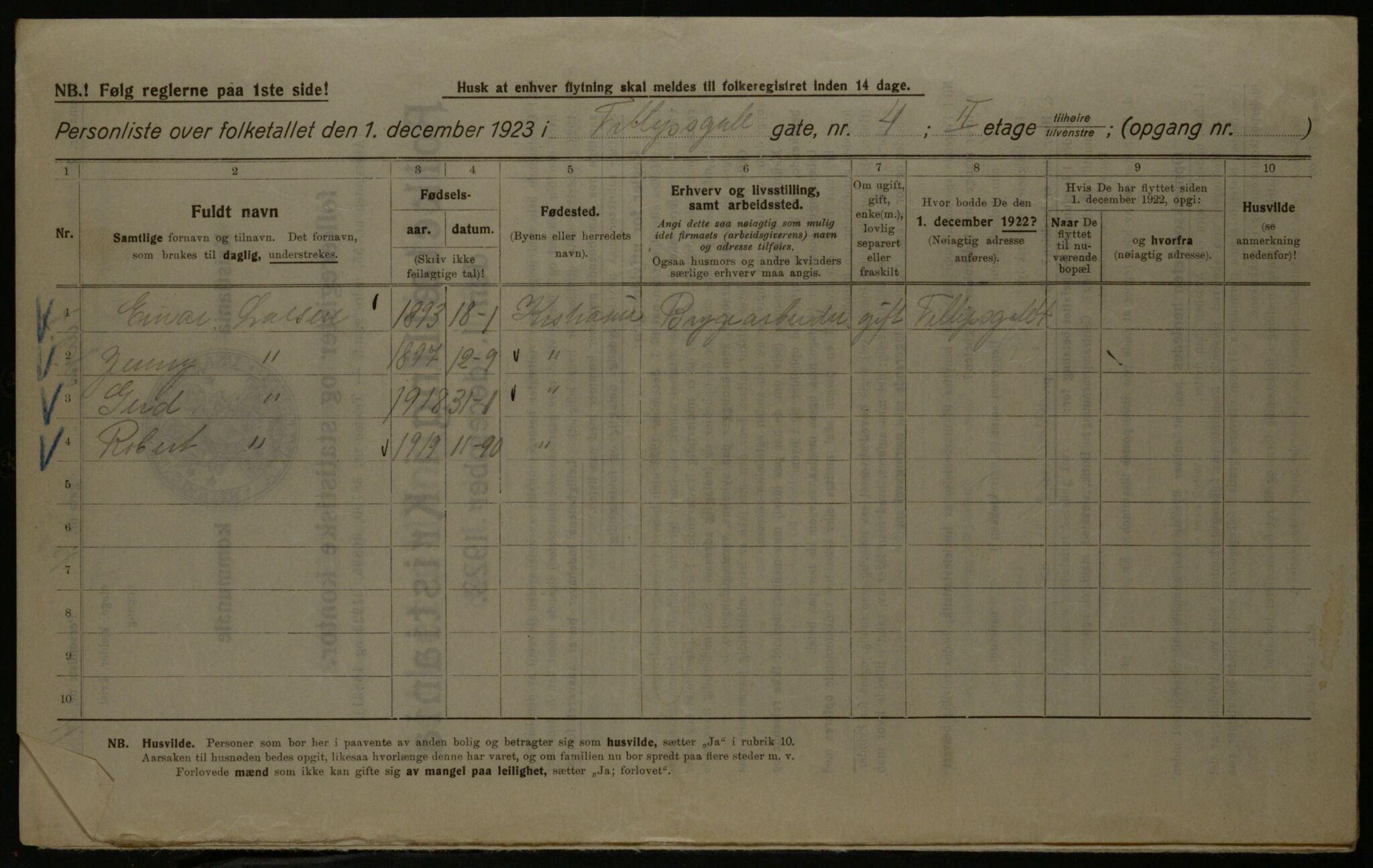 OBA, Municipal Census 1923 for Kristiania, 1923, p. 27338