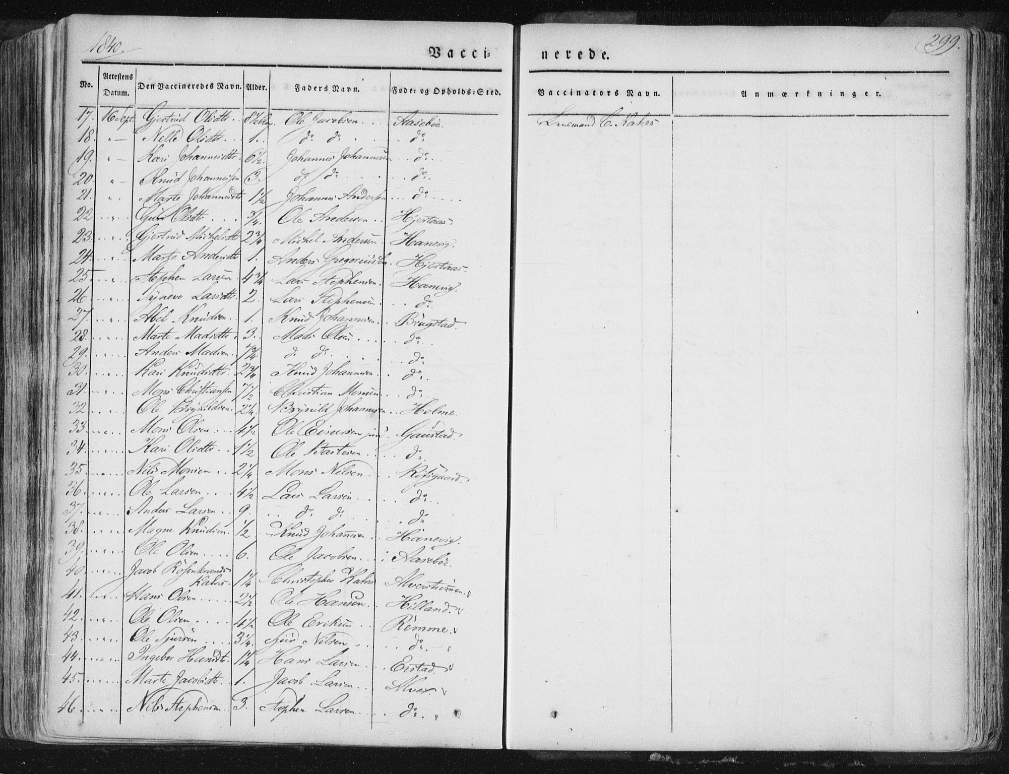 Hamre sokneprestembete, SAB/A-75501/H/Ha/Haa/Haaa/L0012: Parish register (official) no. A 12, 1834-1845, p. 299