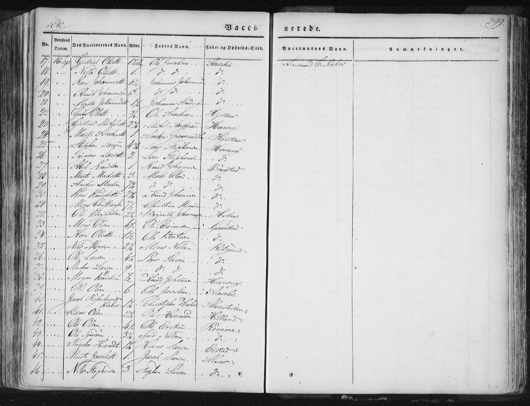 Hamre sokneprestembete, AV/SAB-A-75501/H/Ha/Haa/Haaa/L0012: Parish register (official) no. A 12, 1834-1845, p. 299