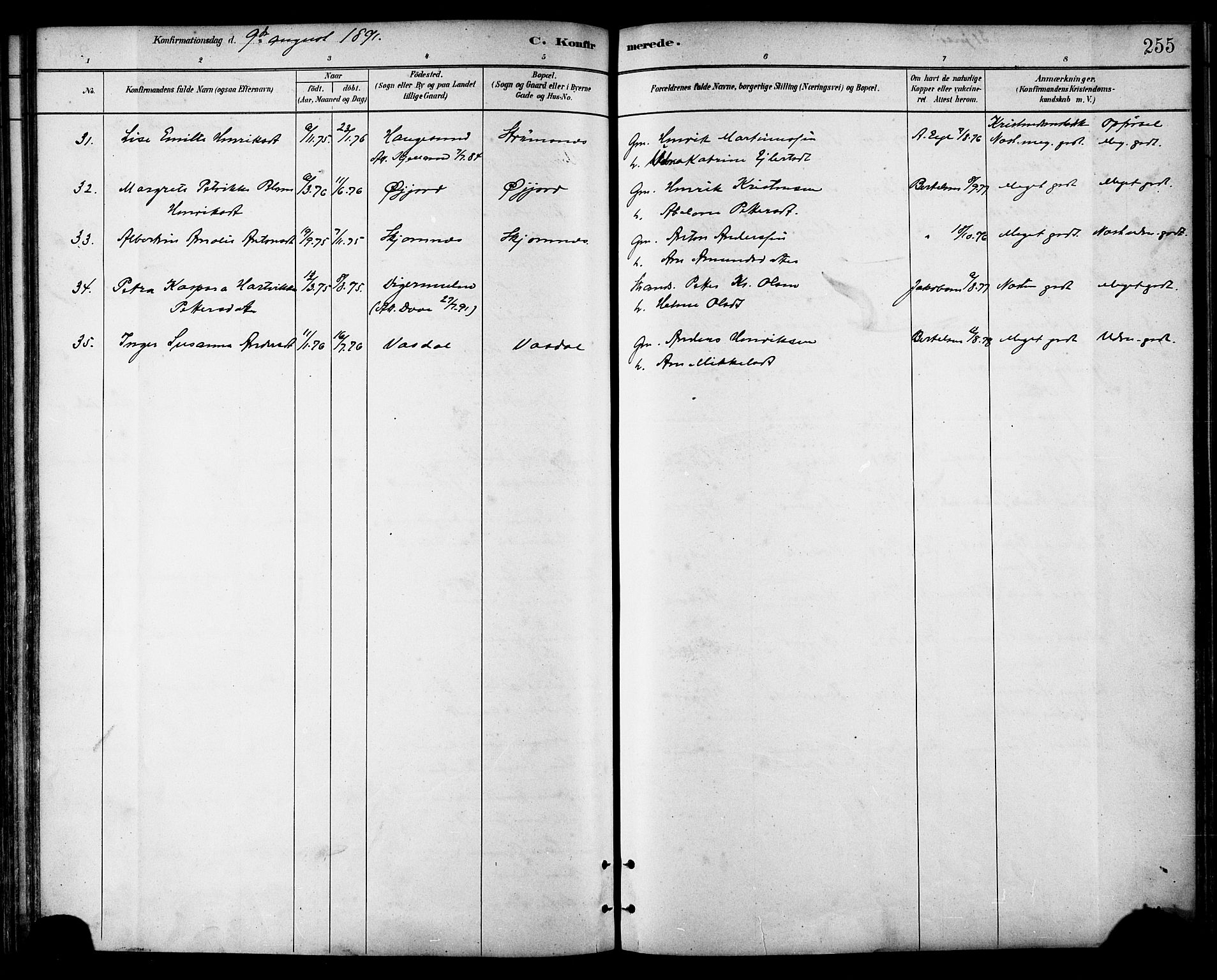 Ministerialprotokoller, klokkerbøker og fødselsregistre - Nordland, AV/SAT-A-1459/866/L0938: Parish register (official) no. 866A01, 1879-1893, p. 255