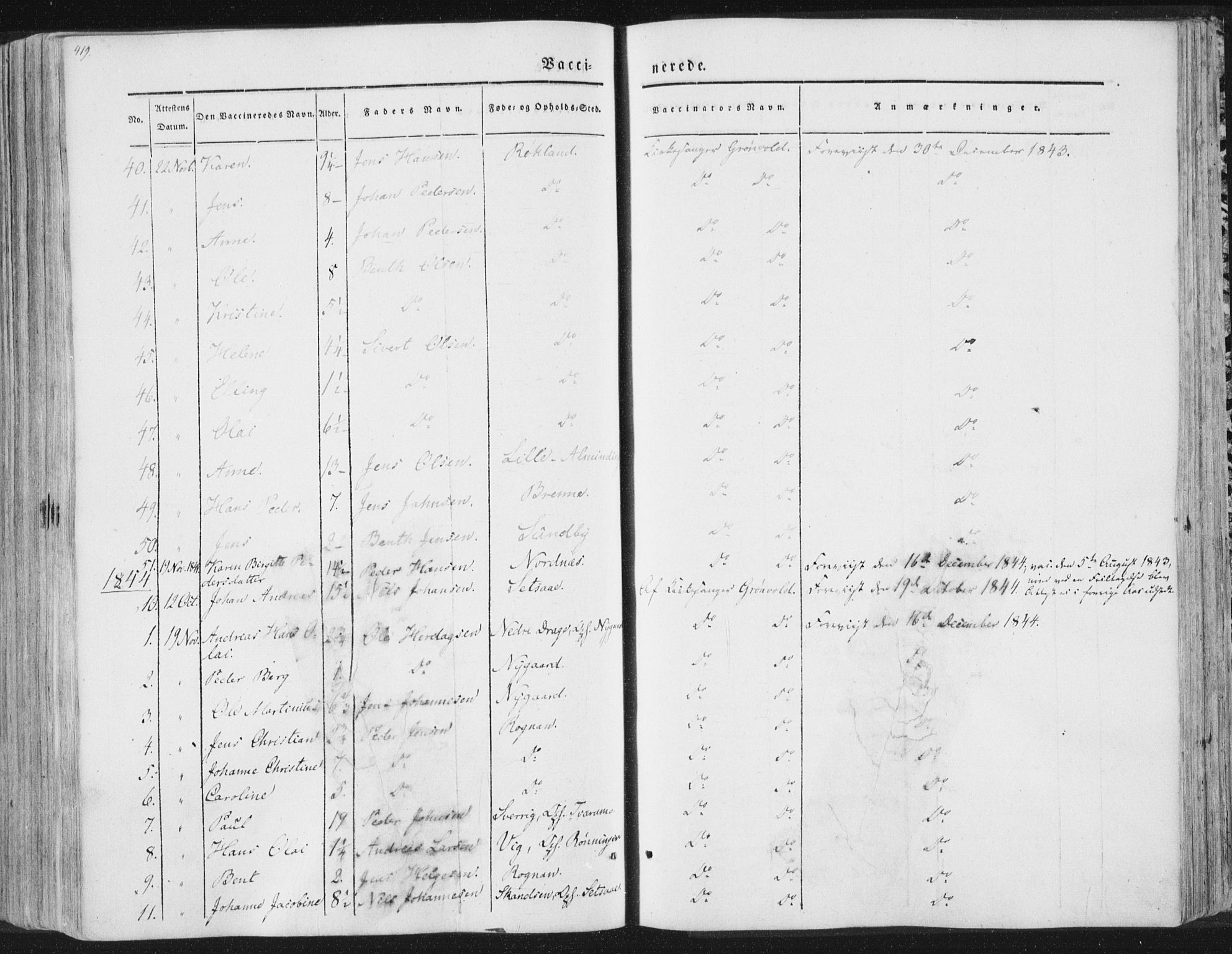 Ministerialprotokoller, klokkerbøker og fødselsregistre - Nordland, SAT/A-1459/847/L0667: Parish register (official) no. 847A07, 1842-1871, p. 419