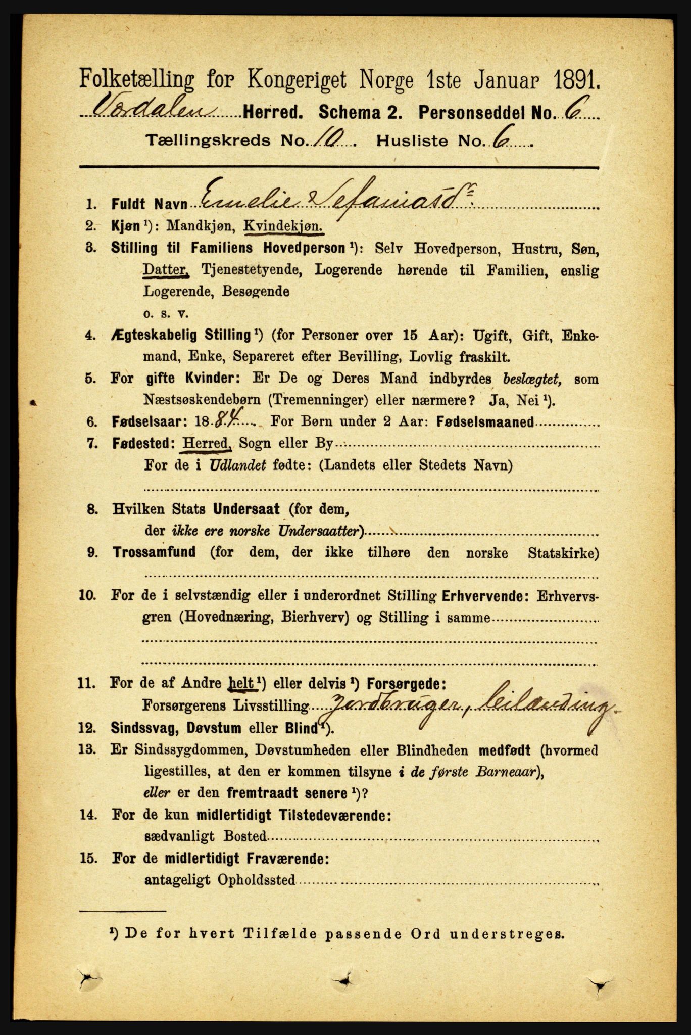 RA, 1891 census for 1721 Verdal, 1891, p. 5613