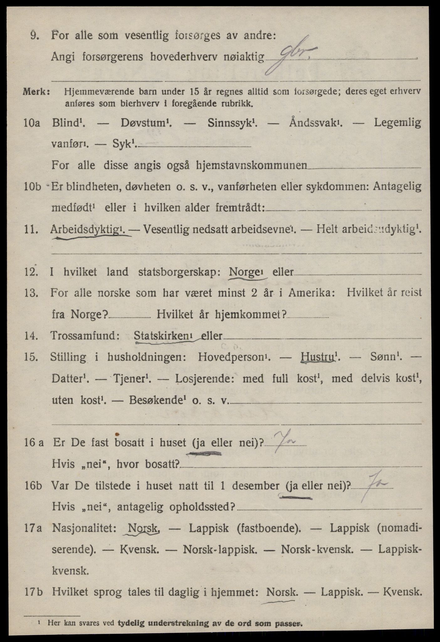 SAT, 1920 census for Lensvik, 1920, p. 379