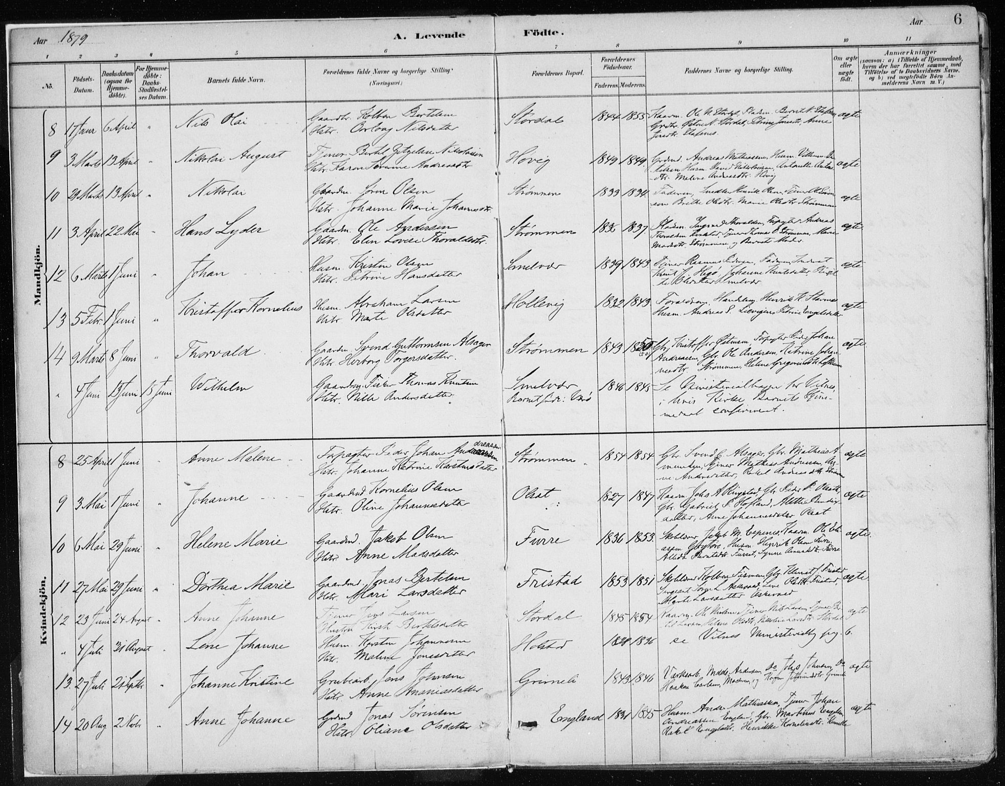 Askvoll sokneprestembete, AV/SAB-A-79501/H/Haa/Haab/L0002: Parish register (official) no. B 2, 1879-1909, p. 6