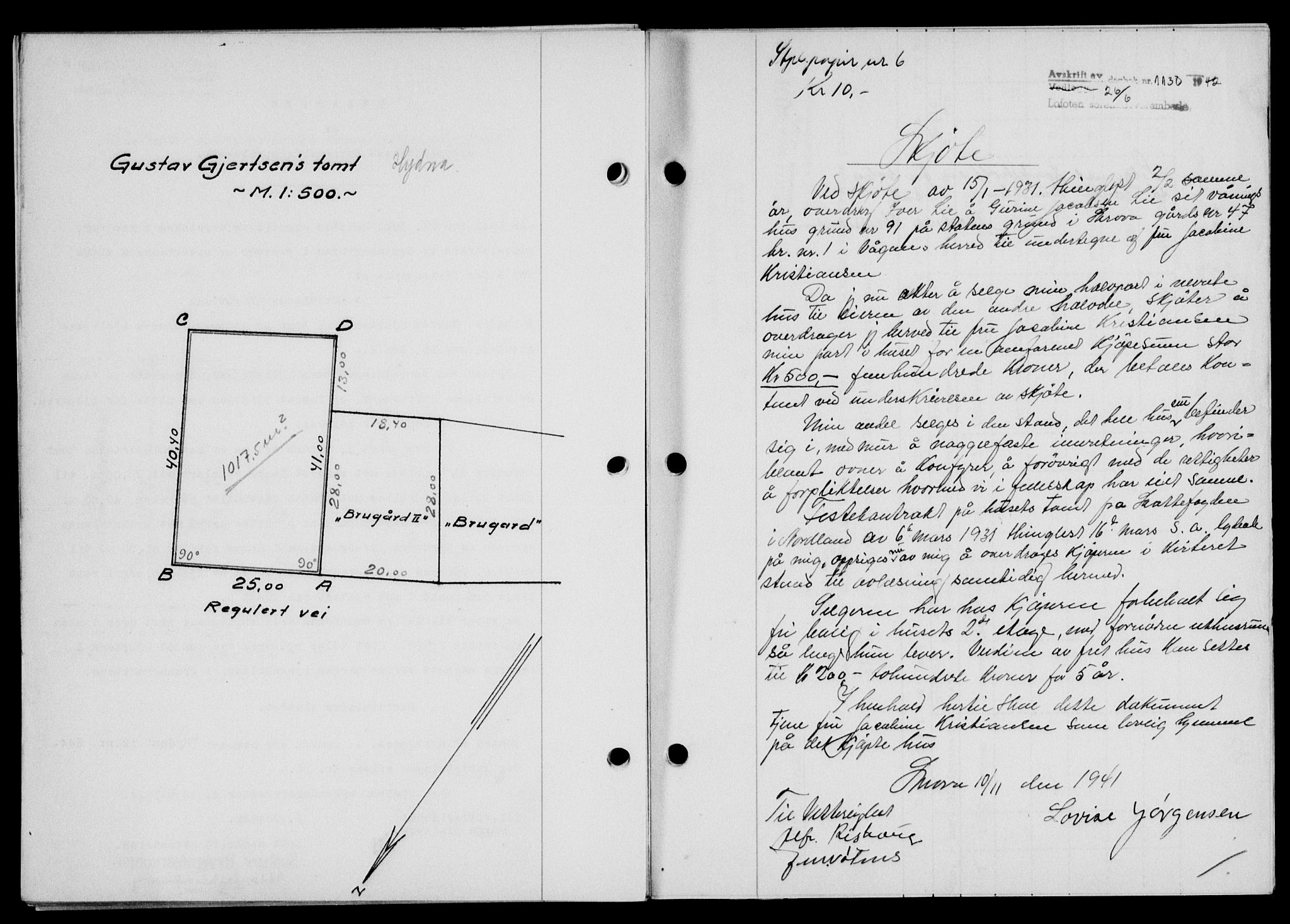 Lofoten sorenskriveri, SAT/A-0017/1/2/2C/L0010a: Mortgage book no. 10a, 1942-1943, Diary no: : 1130/1942
