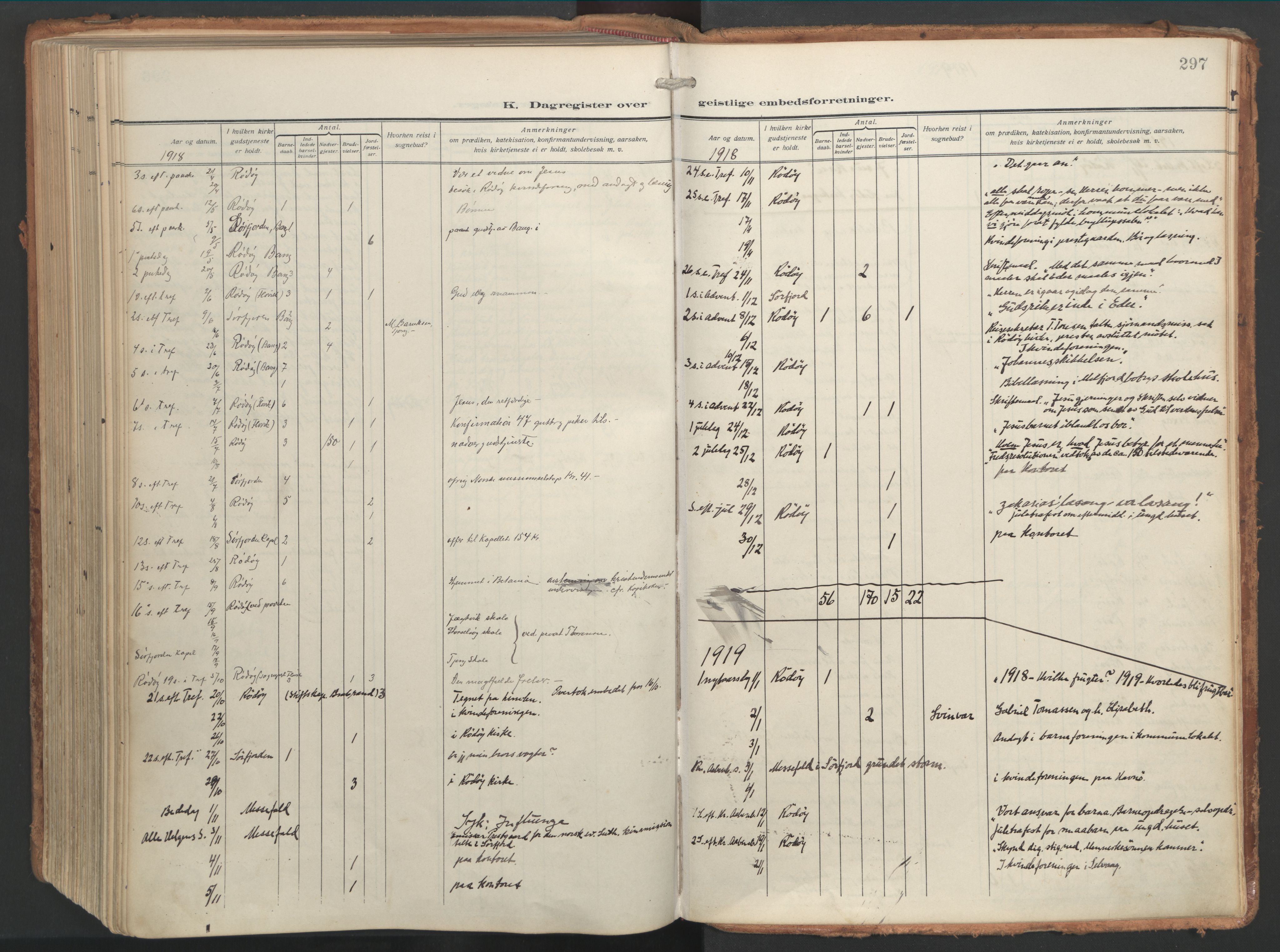 Ministerialprotokoller, klokkerbøker og fødselsregistre - Nordland, SAT/A-1459/841/L0614: Parish register (official) no. 841A17, 1911-1925, p. 297