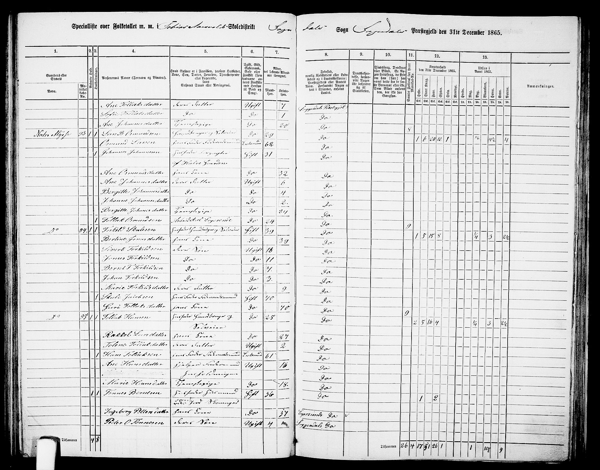 RA, 1865 census for Sokndal, 1865, p. 72