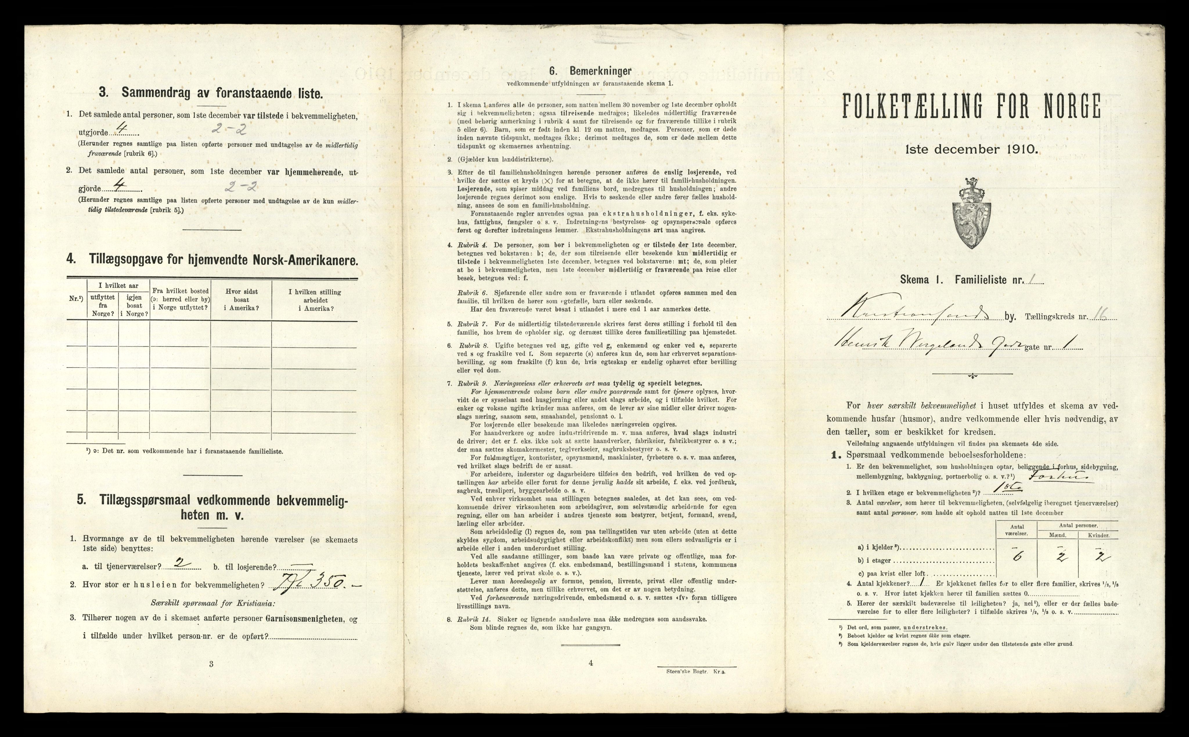 RA, 1910 census for Kristiansand, 1910, p. 3850