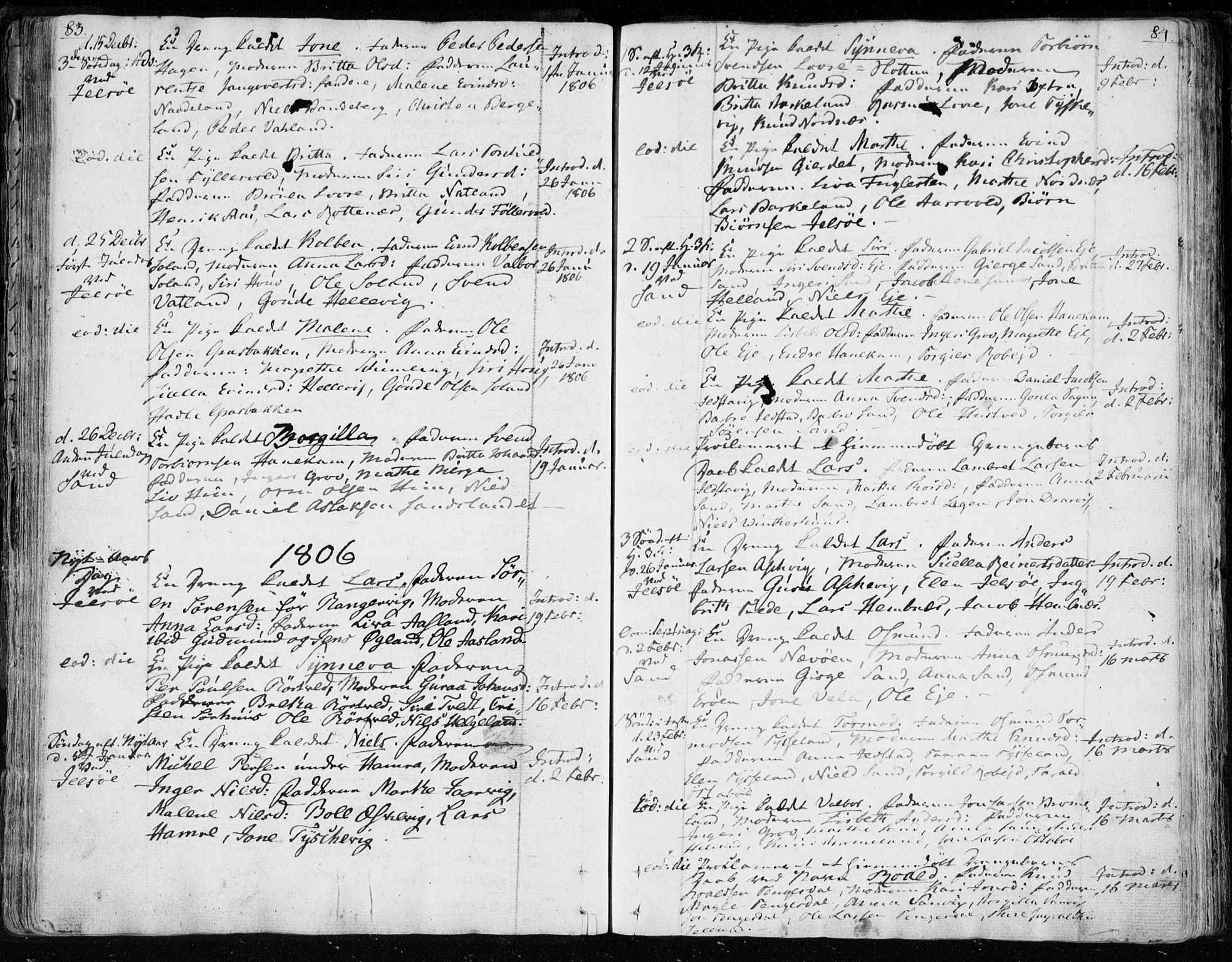 Jelsa sokneprestkontor, SAST/A-101842/01/IV: Parish register (official) no. A 4, 1796-1816, p. 83-84