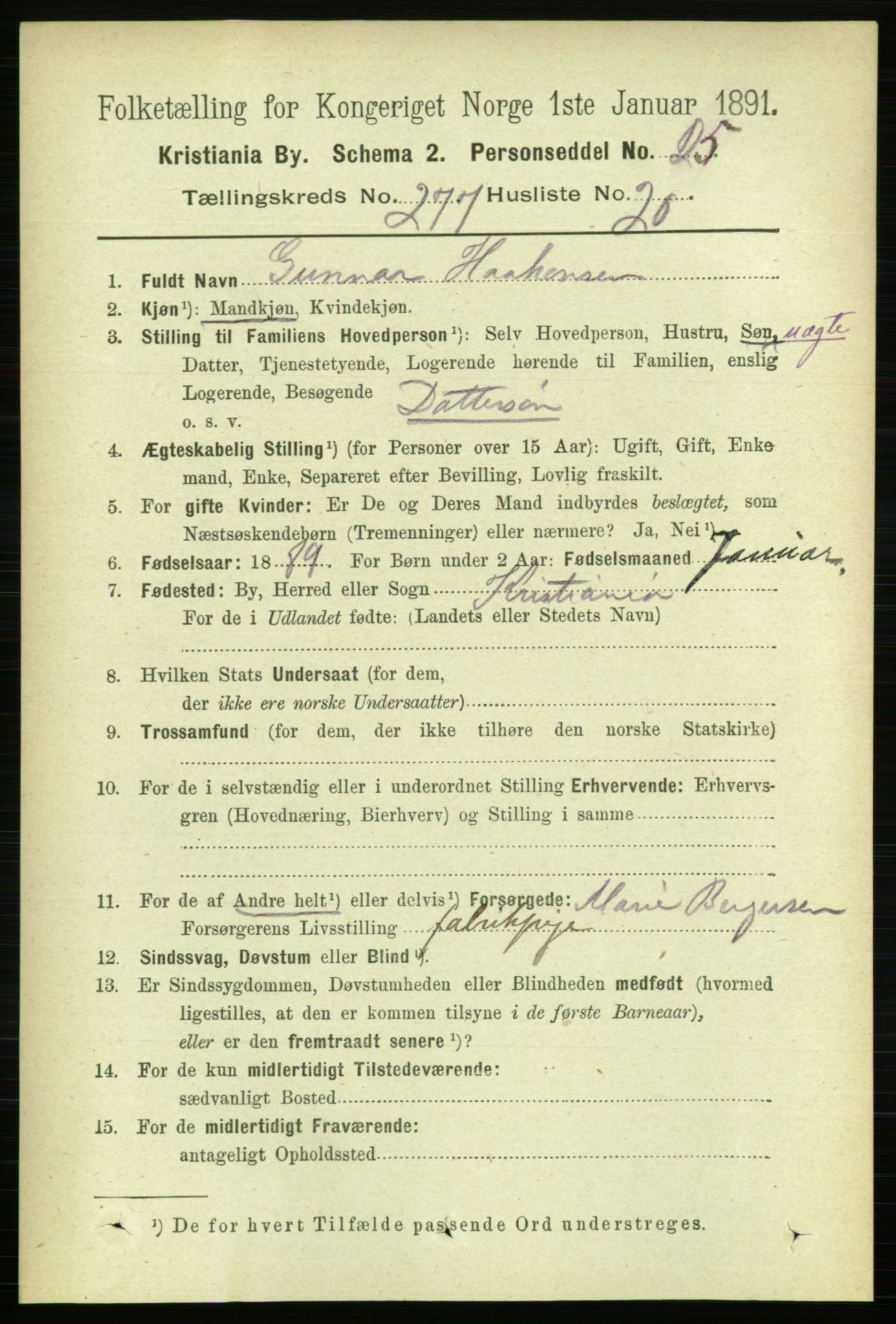 RA, 1891 census for 0301 Kristiania, 1891, p. 168515