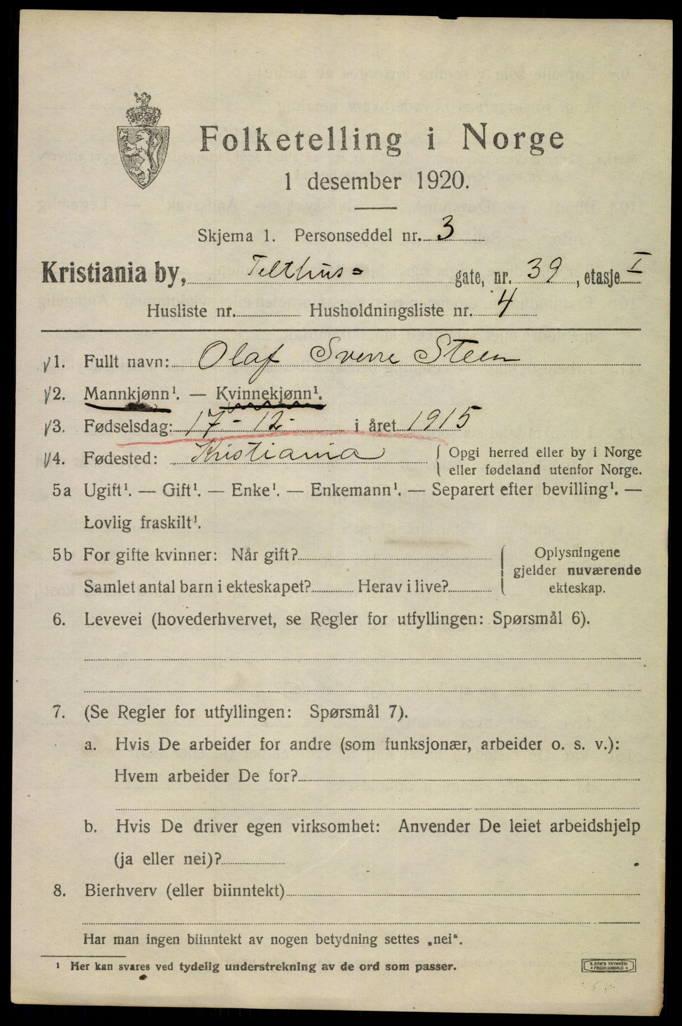 SAO, 1920 census for Kristiania, 1920, p. 565647