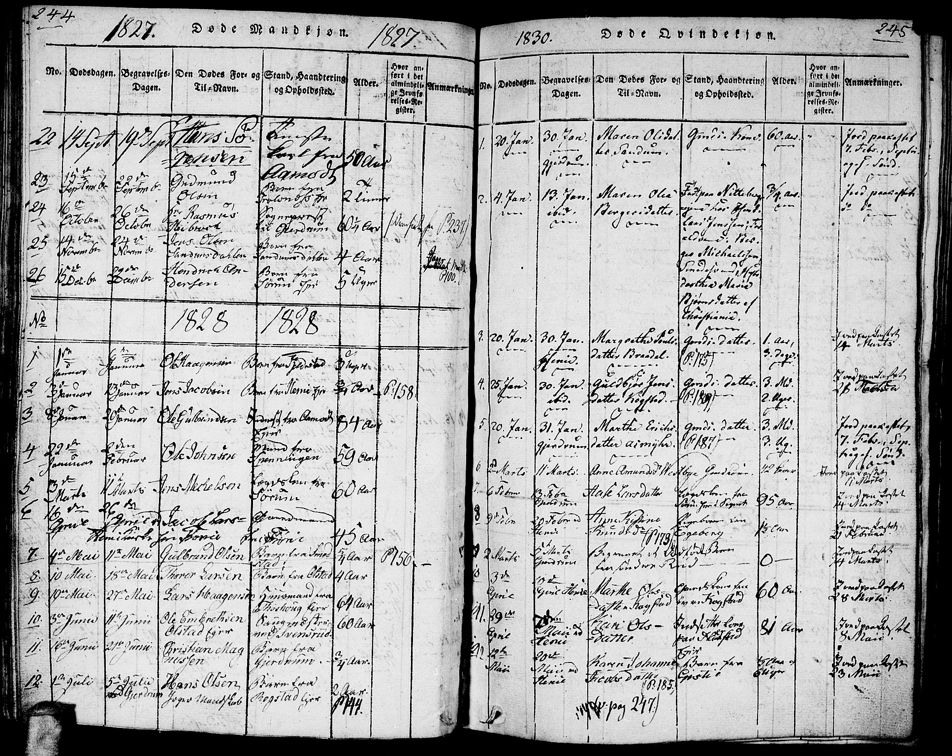 Gjerdrum prestekontor Kirkebøker, SAO/A-10412b/G/Ga/L0001: Parish register (copy) no. I 1, 1816-1837, p. 244-245