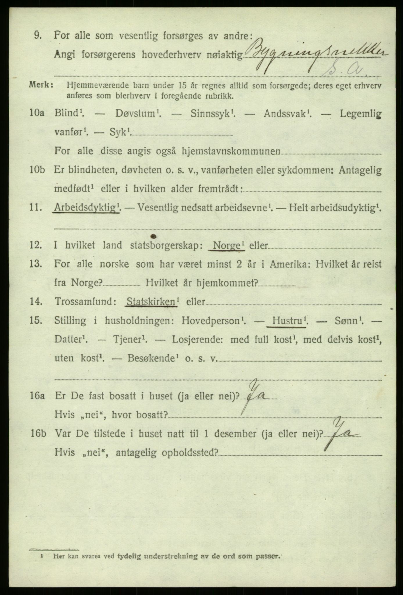 SAB, 1920 census for Gulen, 1920, p. 3872