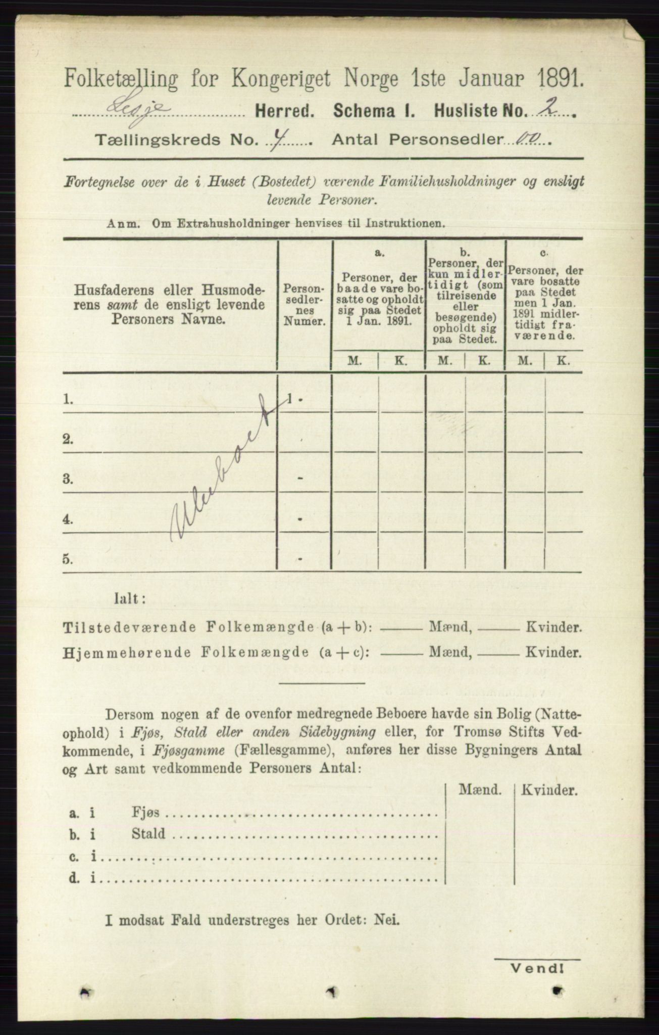 RA, 1891 census for 0512 Lesja, 1891, p. 1005