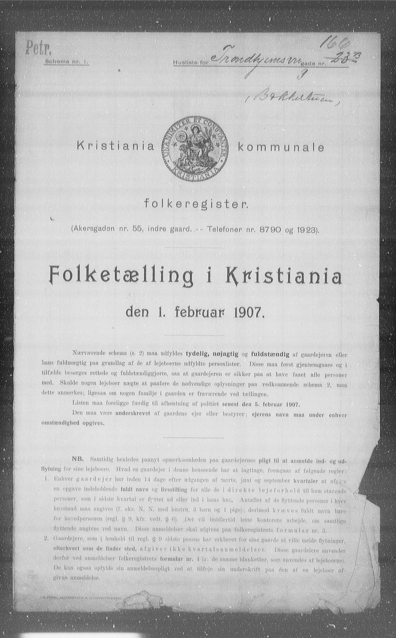 OBA, Municipal Census 1907 for Kristiania, 1907, p. 59688