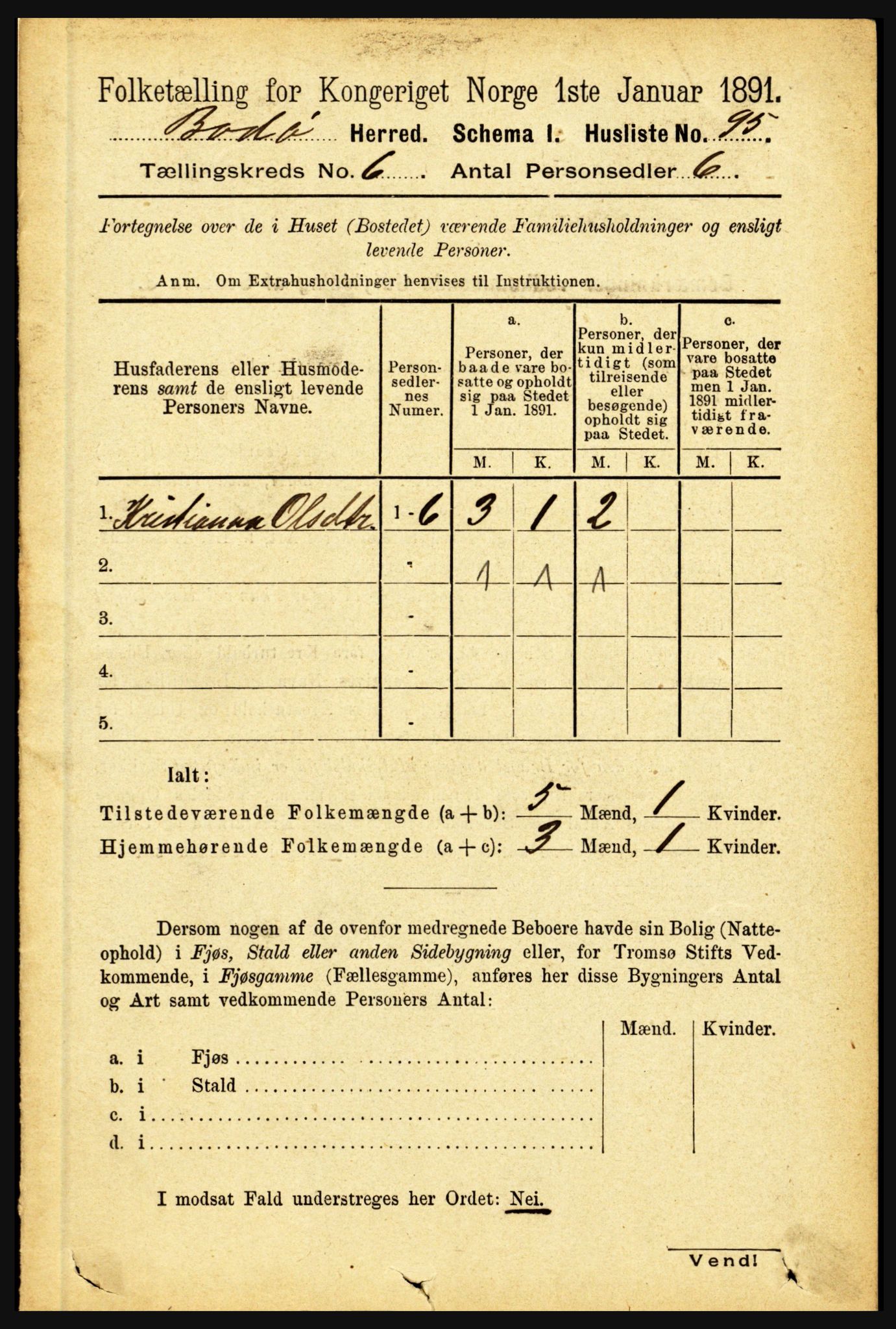 RA, 1891 census for 1843 Bodø, 1891, p. 3924