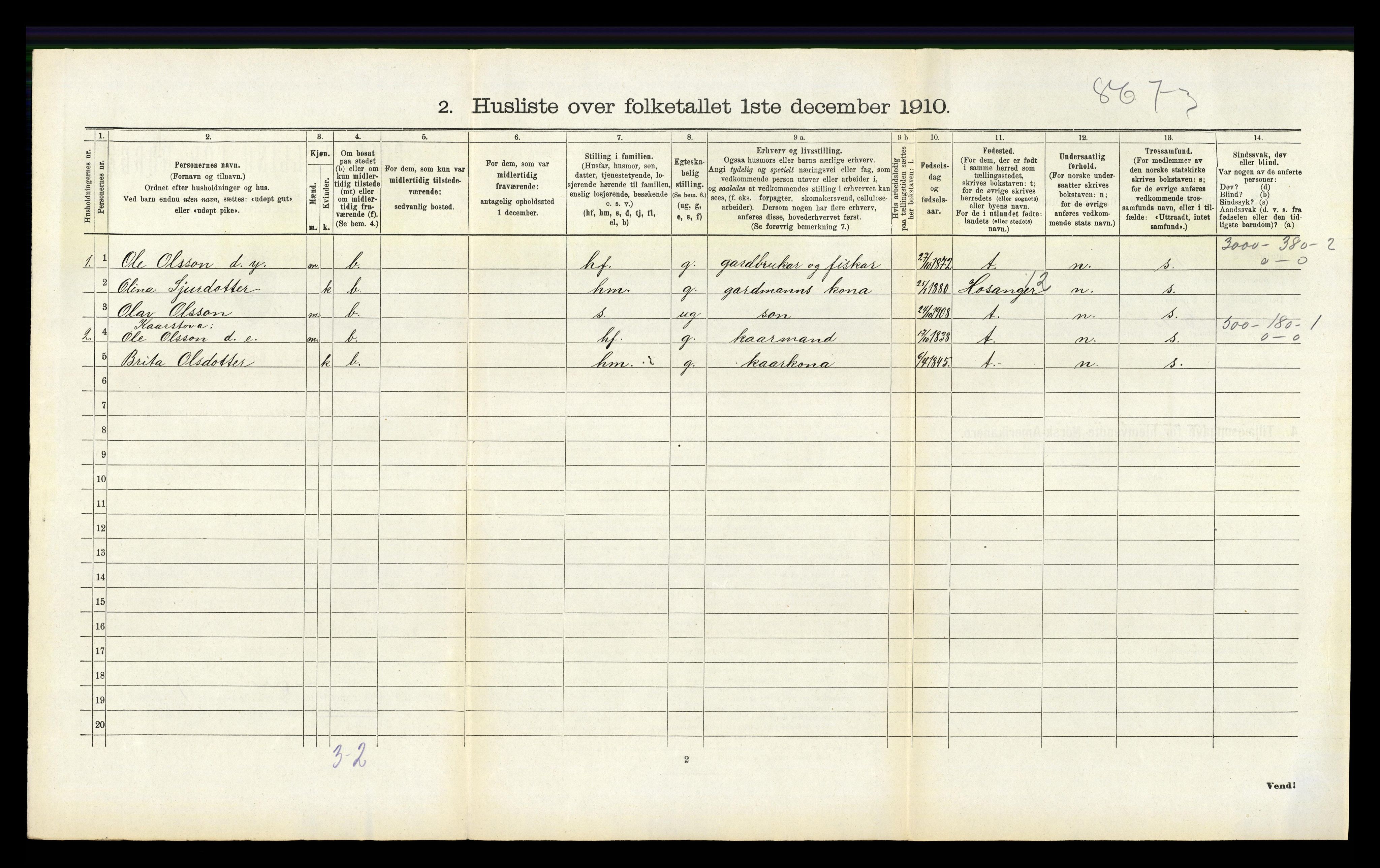RA, 1910 census for Hamre, 1910, p. 139