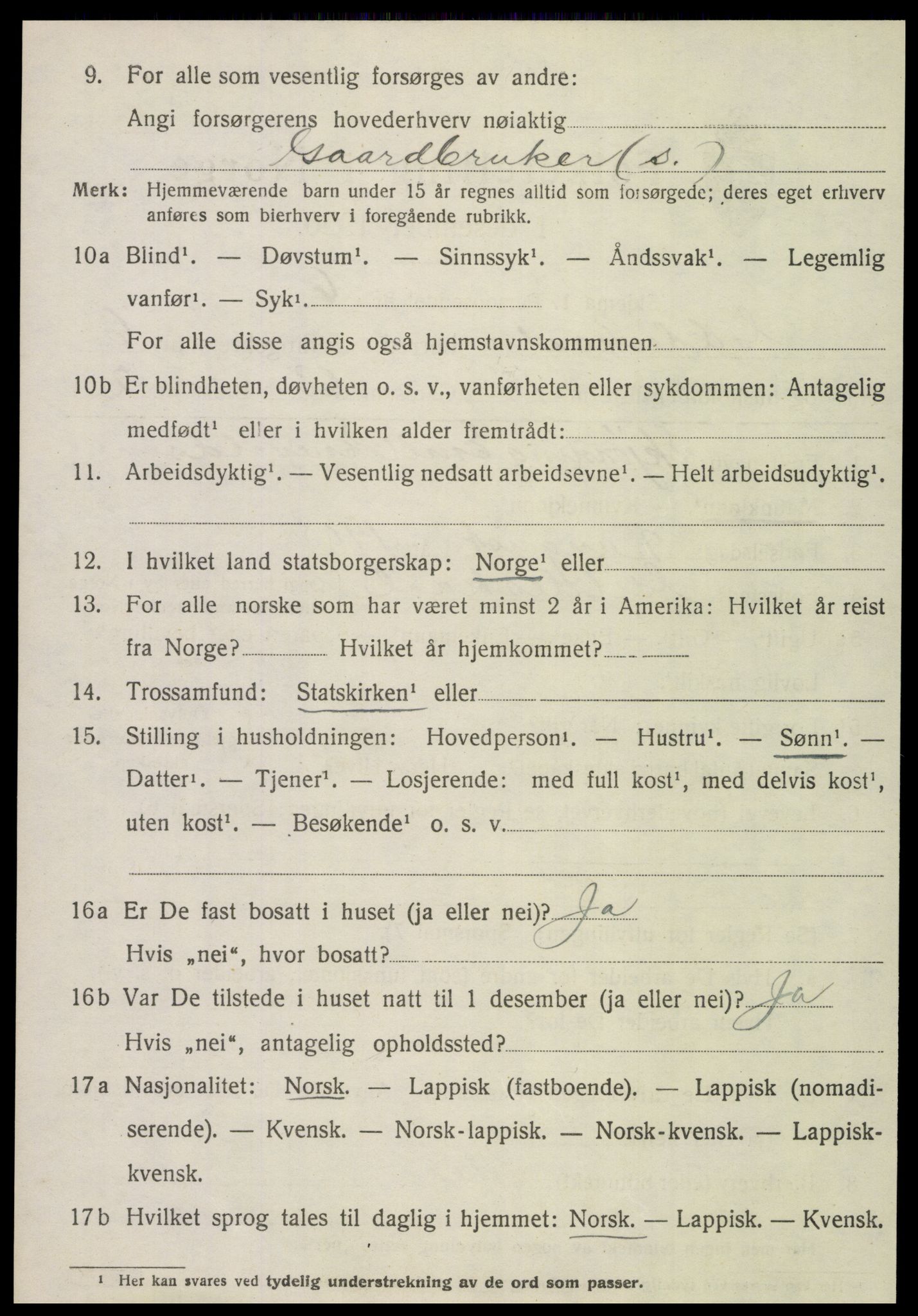 SAT, 1920 census for Gildeskål, 1920, p. 4997