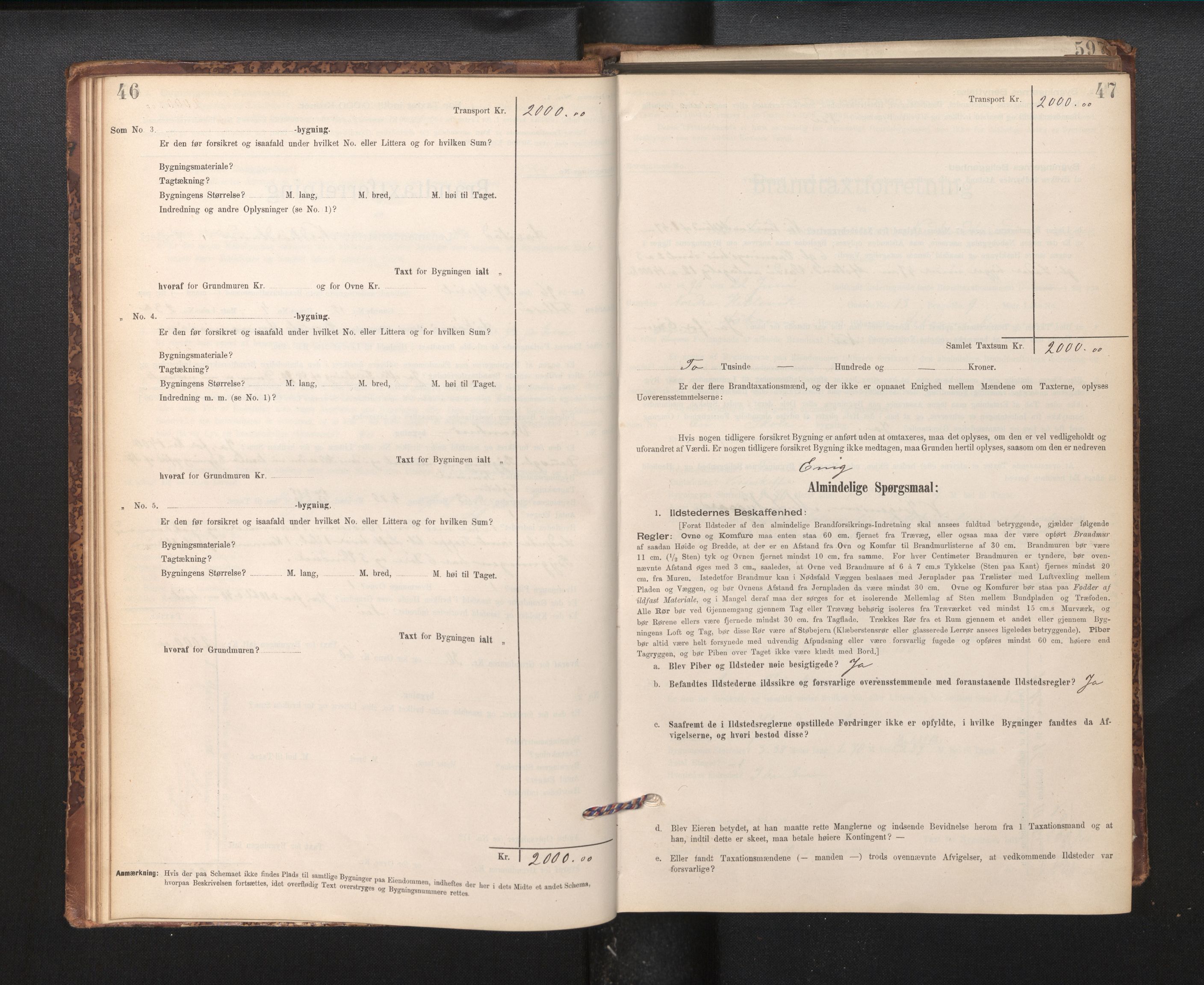 Lensmannen i Årstad, AV/SAB-A-36201/0012/L0011: Branntakstprotokoll,skjematakst, 1895-1901, p. 46-47